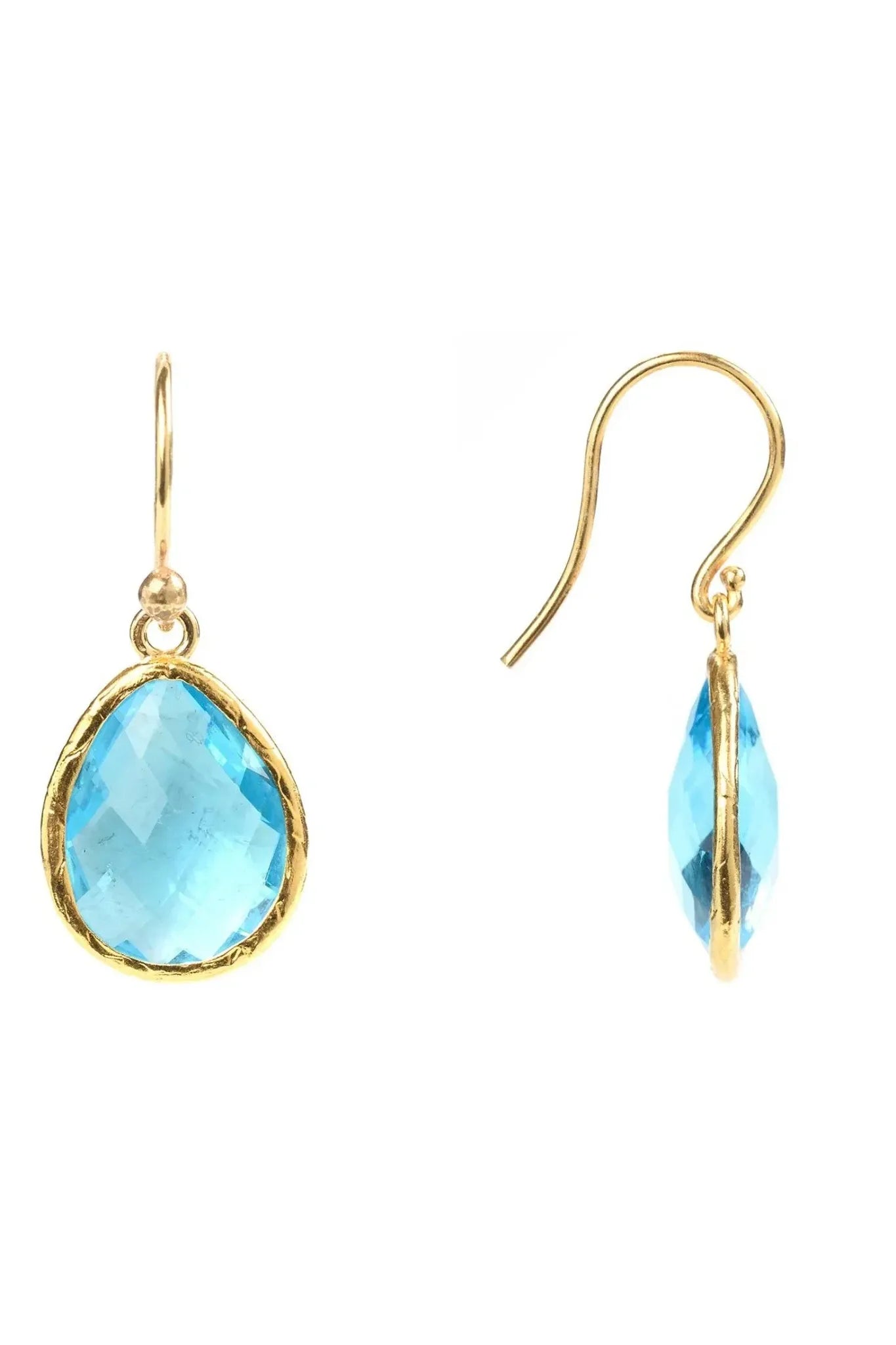 Petite Drop Earrings Blue Topaz Hydro Gold - LATELITA Earrings