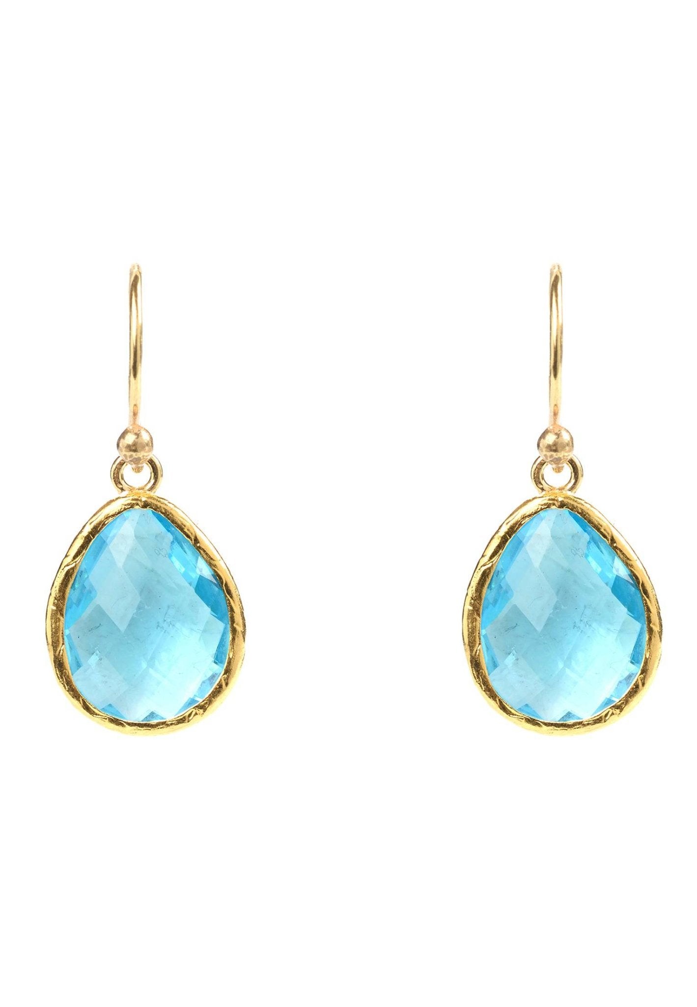 Petite Drop Earrings Blue Topaz Hydro Gold - LATELITA Earrings