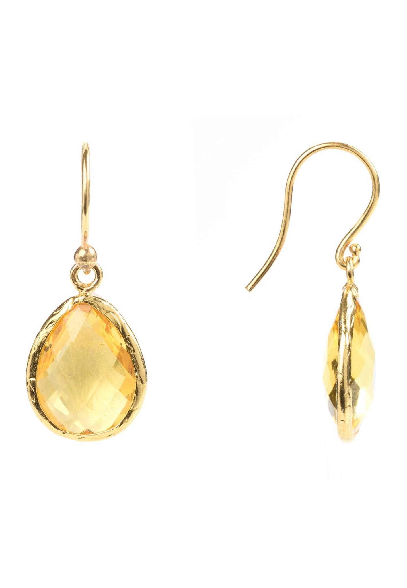 Petite Drop Earrings Citrine Hydro Gold - LATELITA Earrings
