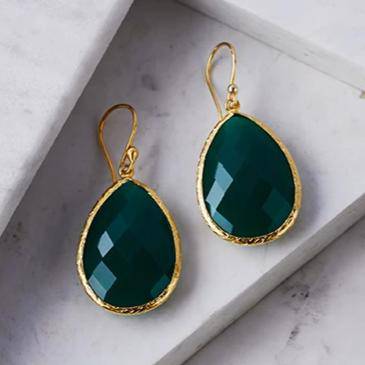 Petite Drop Earrings Green Onyx Gold - LATELITA Earrings