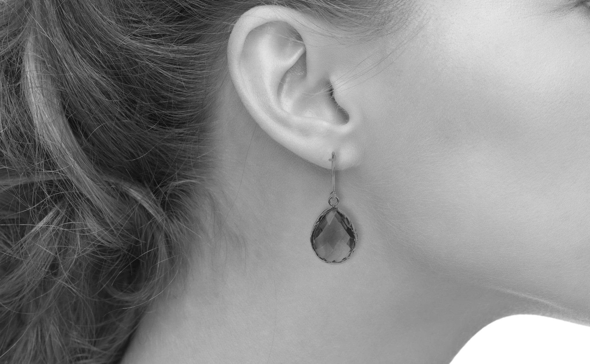 Petite Drop Earrings Rose Quartz Rosegold - LATELITA Earrings