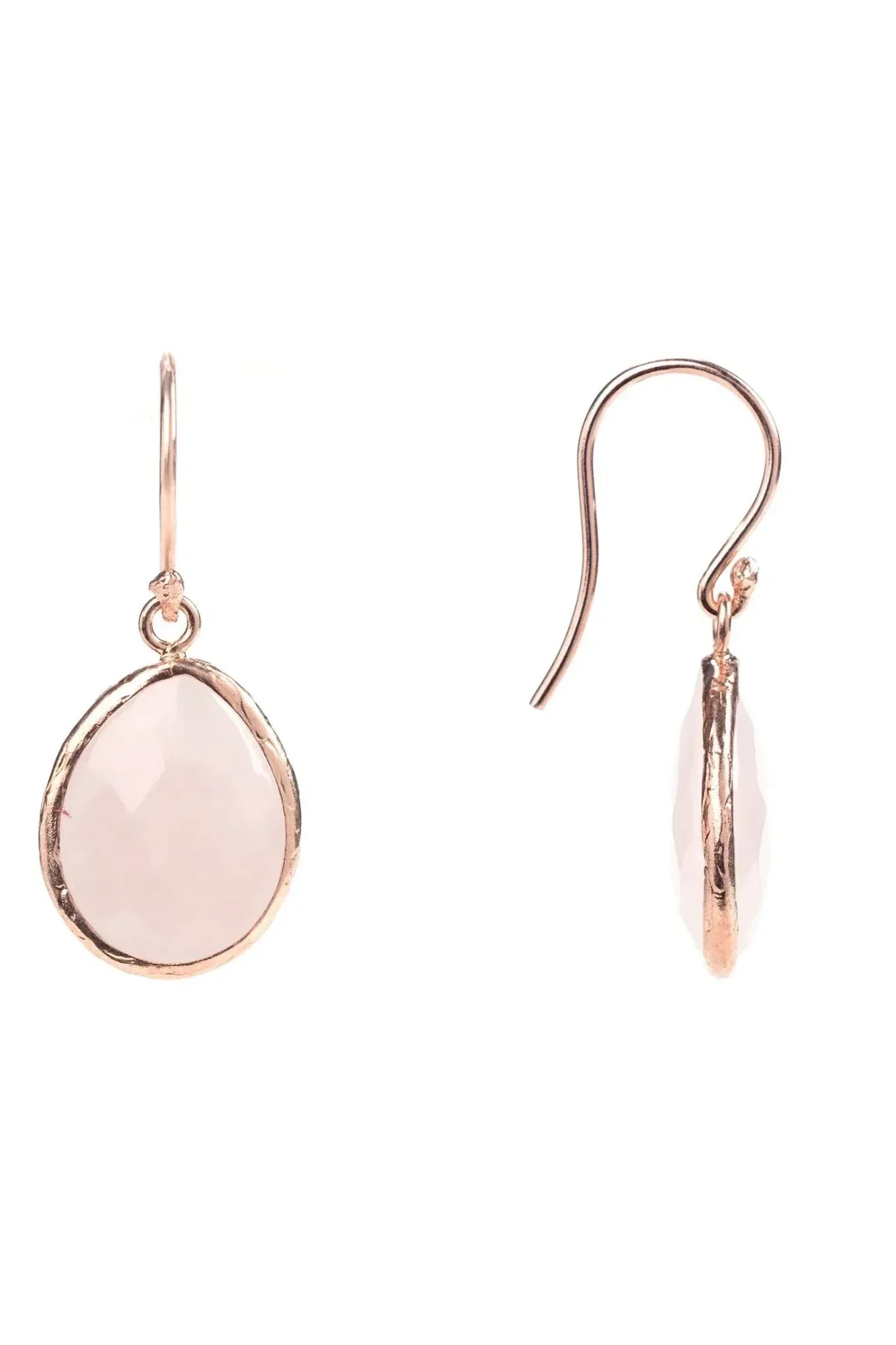 Petite Drop Earrings Rose Quartz Rosegold - LATELITA Earrings