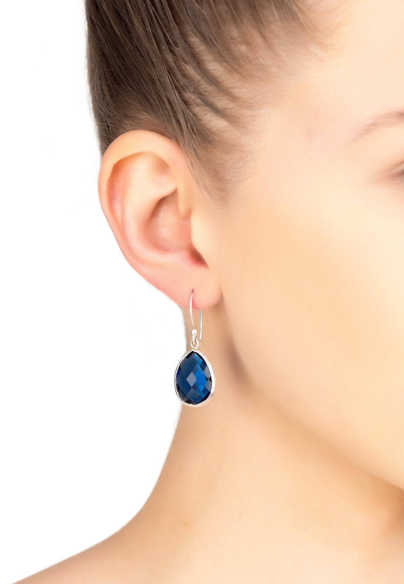 Petite Drop Earrings Sapphire Hydro Silver - LATELITA Earrings