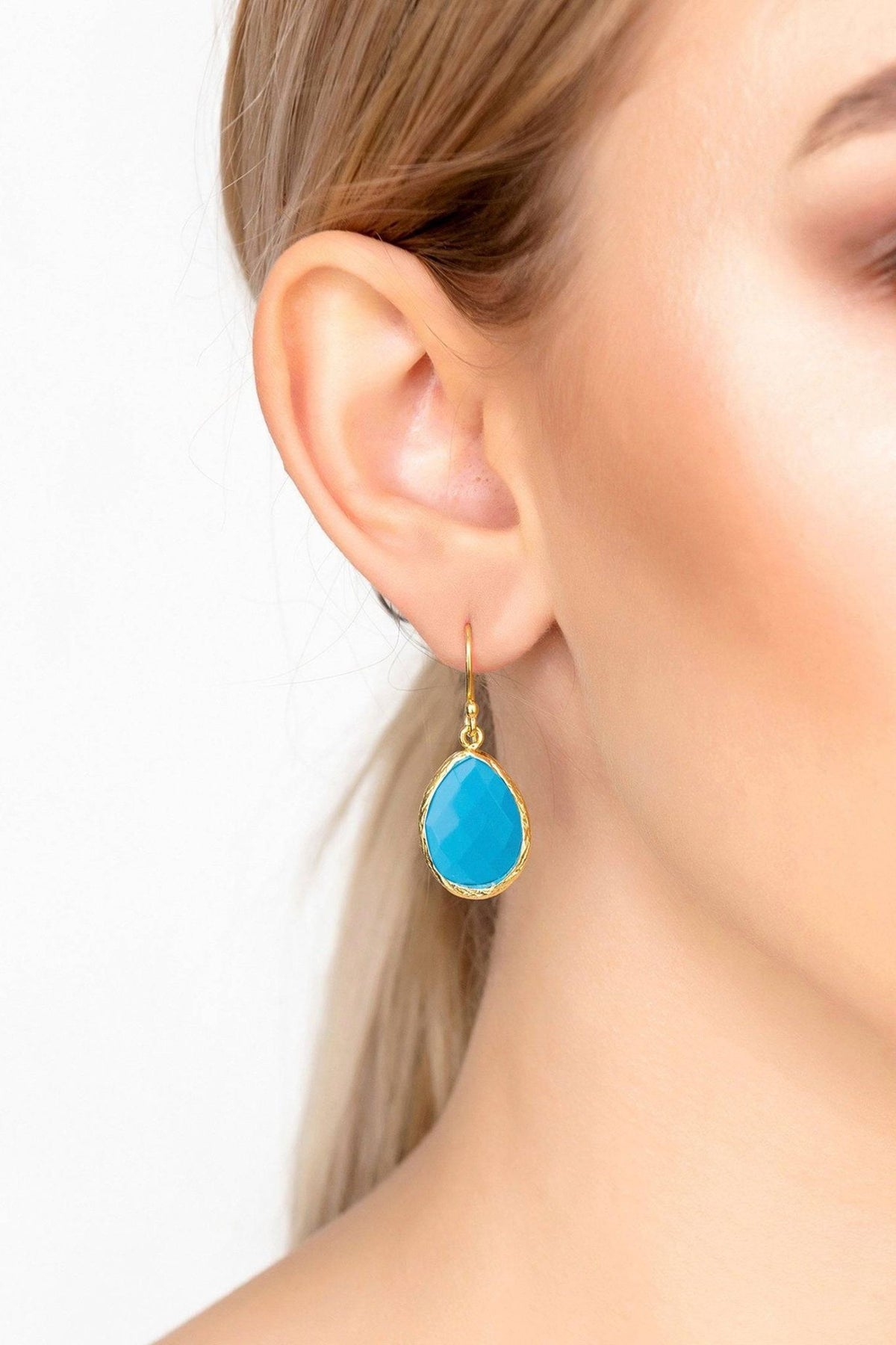 Petite Drop Earrings Turquoise Gold - LATELITA Earrings