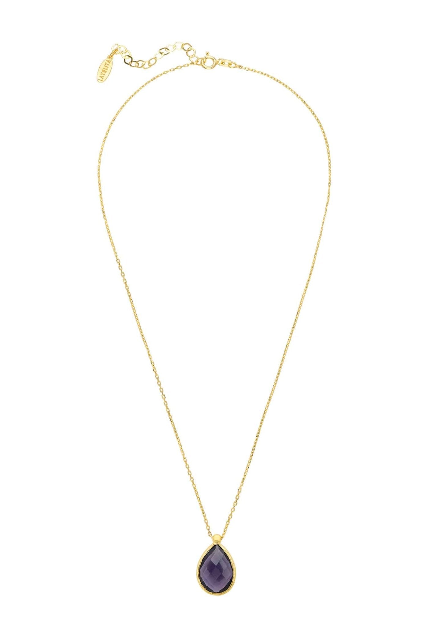 Petite Drop Necklace Gold Amethyst Hydro - LATELITA Necklaces