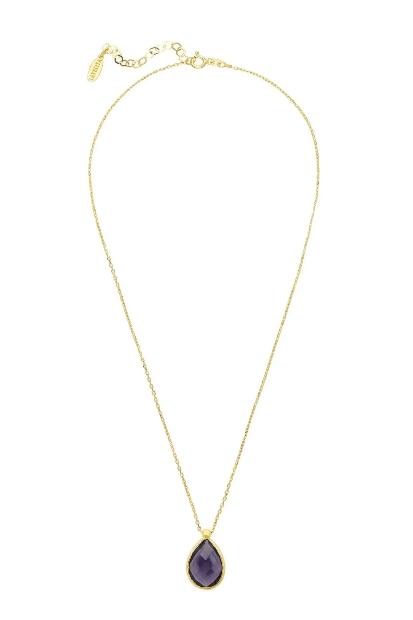 Petite Drop Necklace Gold Amethyst Hydro - LATELITA Necklaces