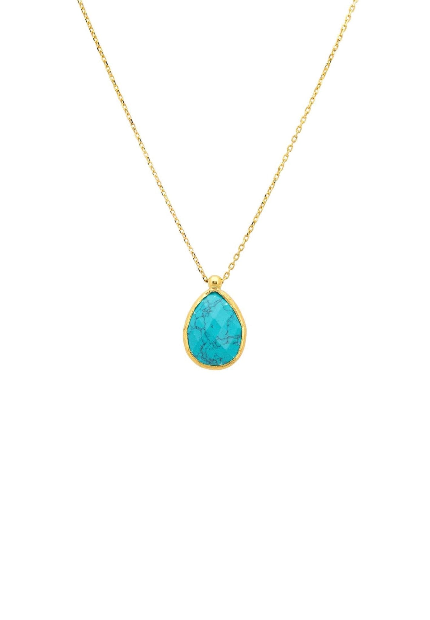Petite Drop Necklace Gold Arizona Turquoise - LATELITA Necklaces