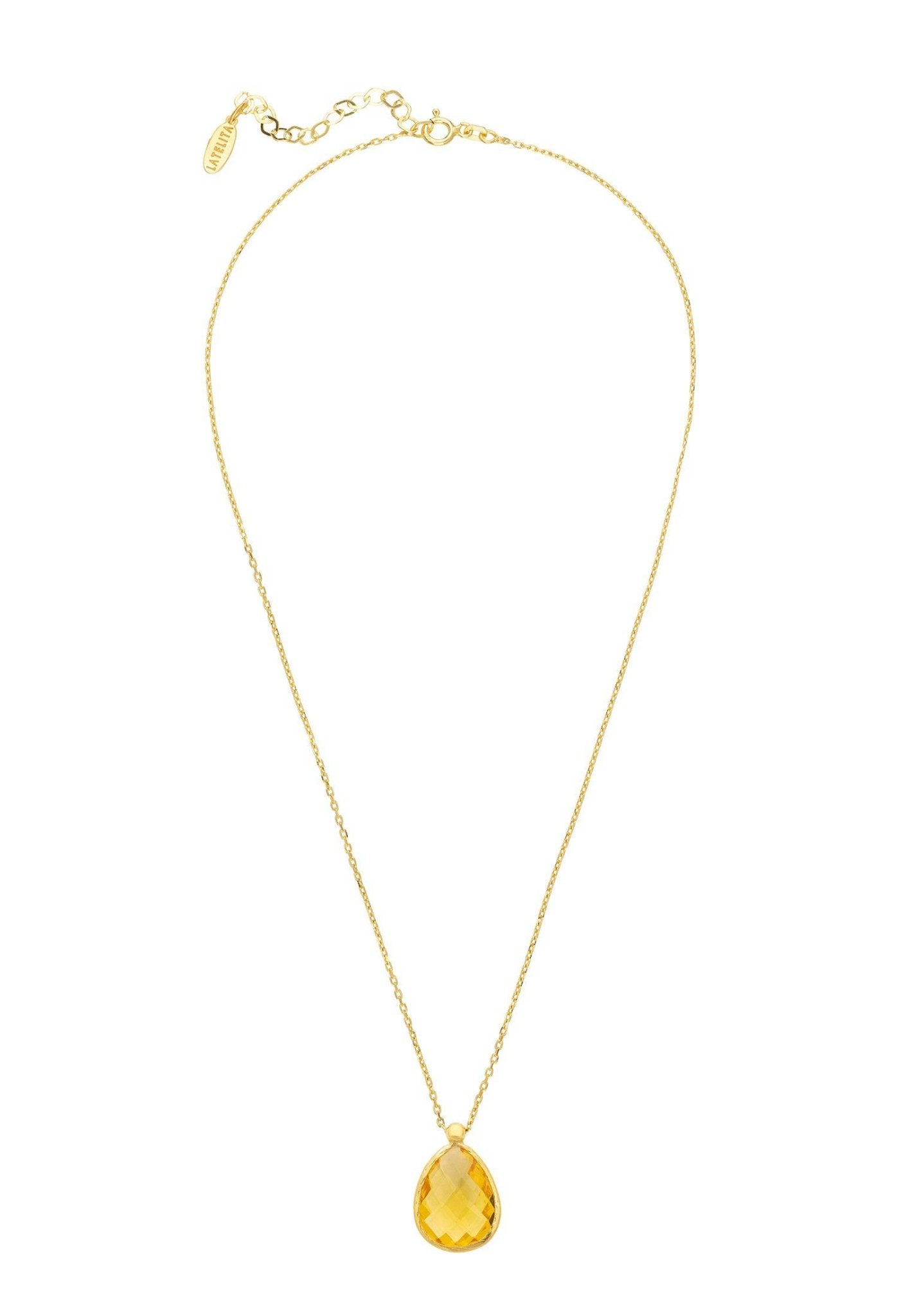 Petite Drop Necklace Gold Citrine Hydro - LATELITA Necklaces