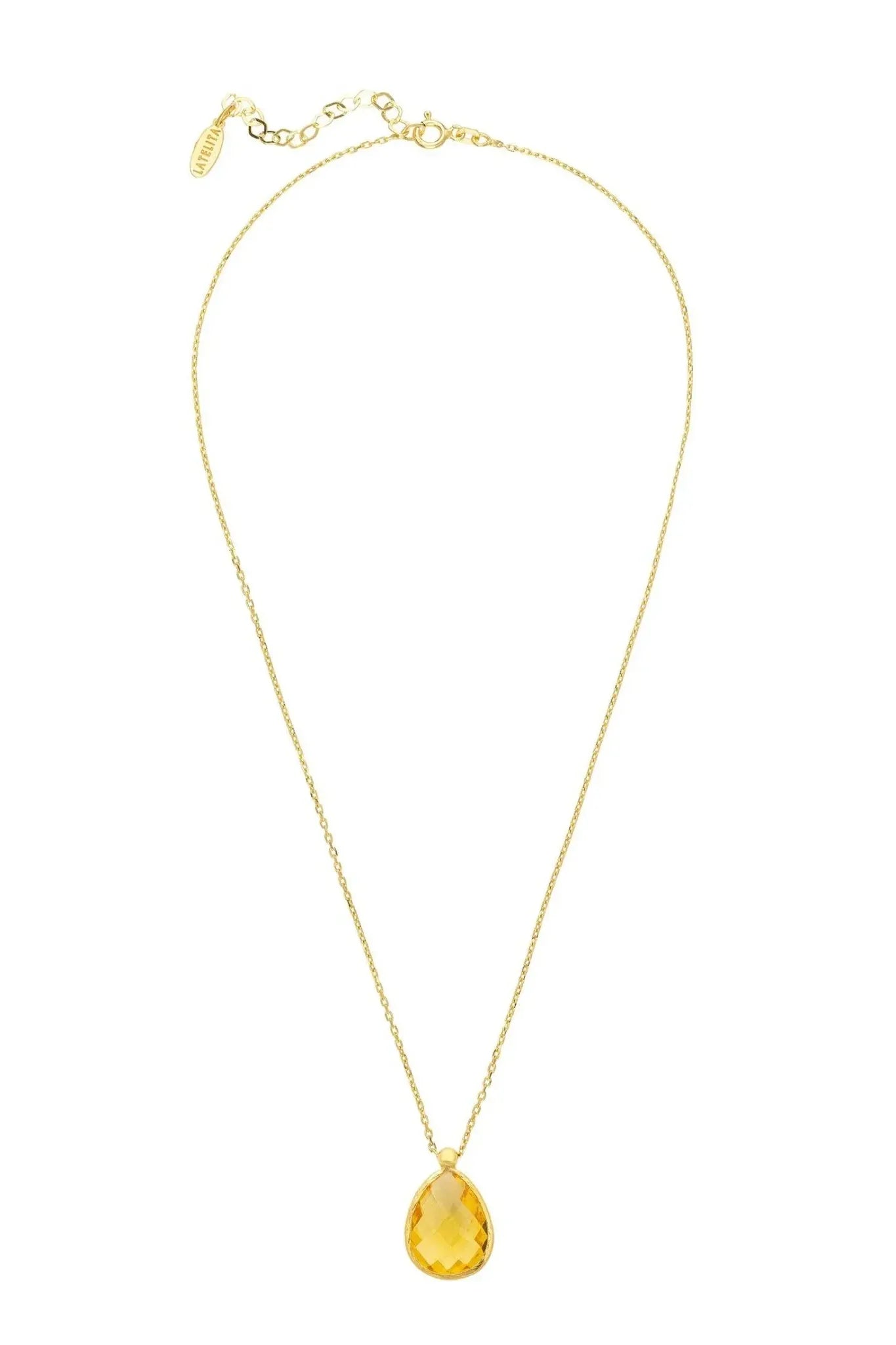 Petite Drop Necklace Gold Citrine Hydro - LATELITA Necklaces