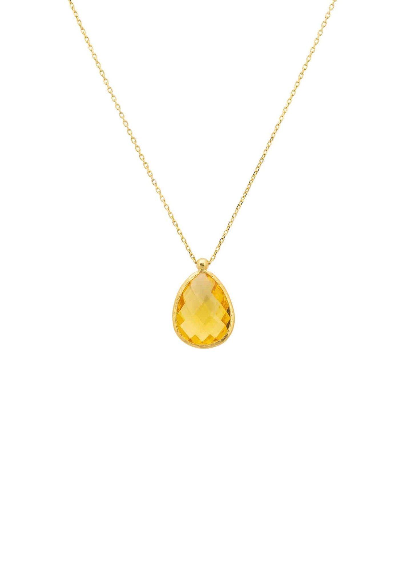 Petite Drop Necklace Gold Citrine Hydro - LATELITA Necklaces