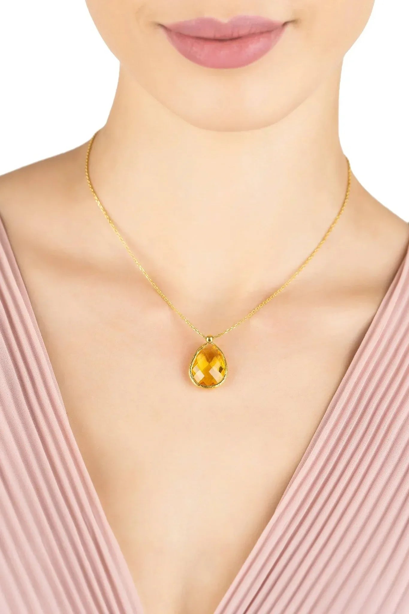 Petite Drop Necklace Gold Citrine Hydro - LATELITA Necklaces