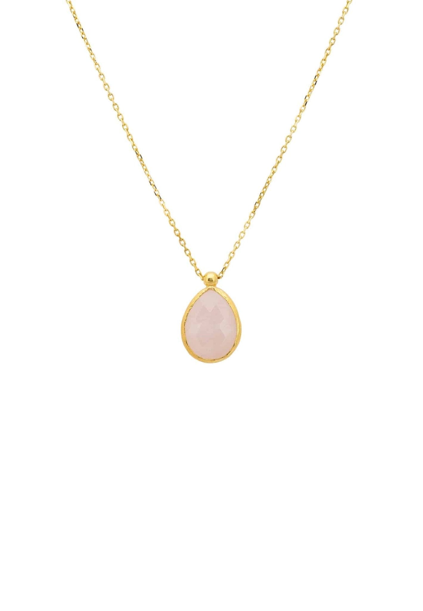 Petite Drop Necklace Gold Rose Quartz - LATELITA Necklaces