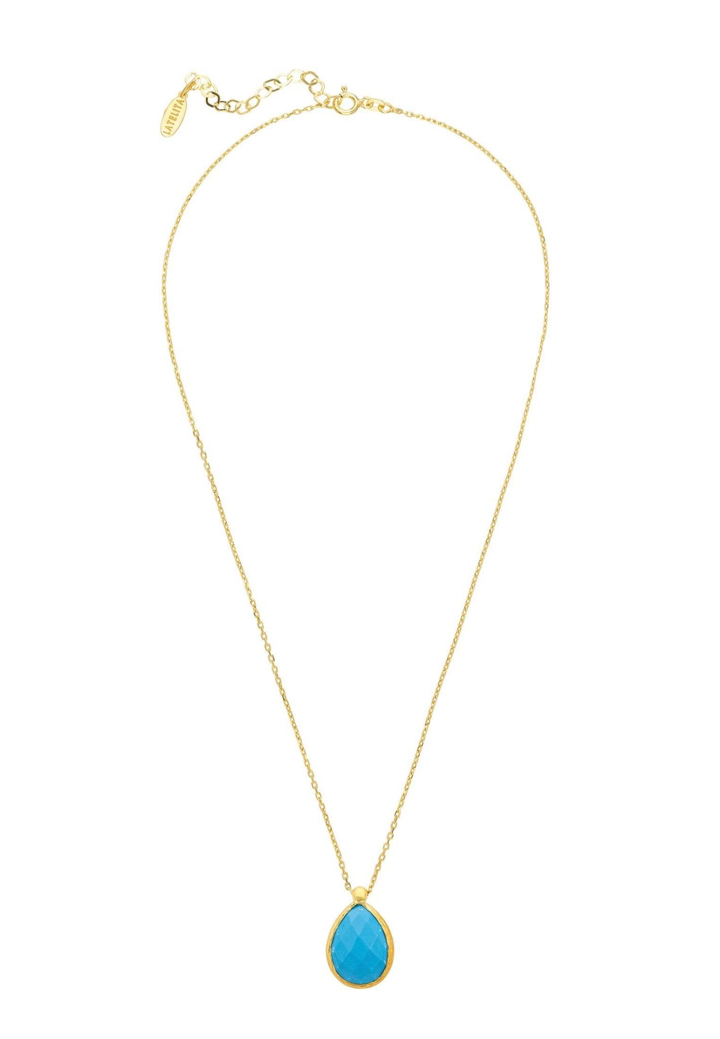 Petite Drop Necklace Gold Turquoise - LATELITA Necklaces