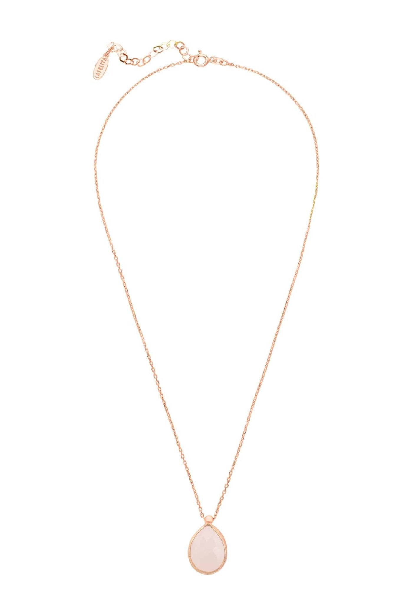Petite Drop Necklace Rosegold Rose Quartz - LATELITA Necklaces