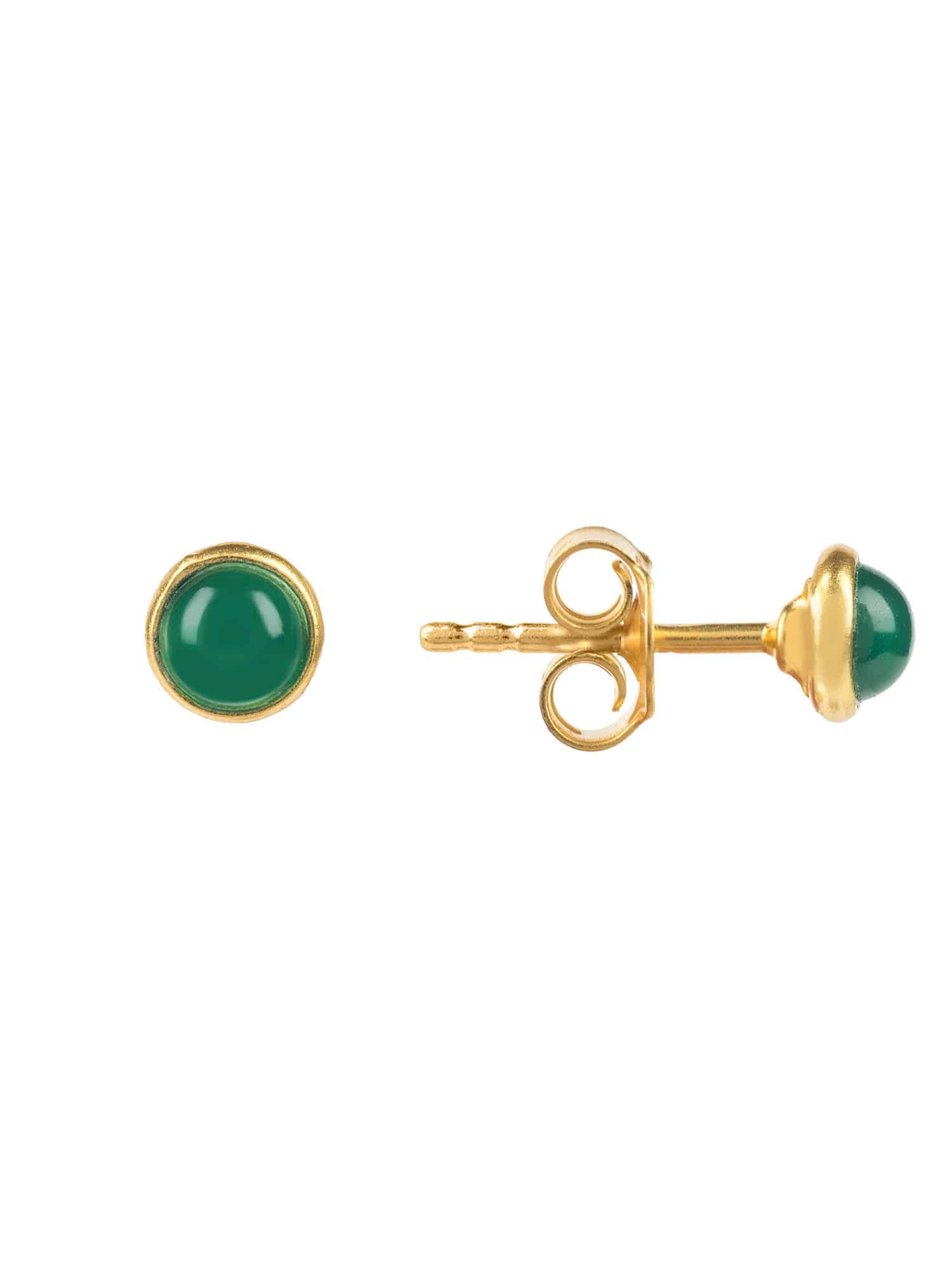 Petite Gemstone Earrings Gold Green Onyx - LATELITA Earrings