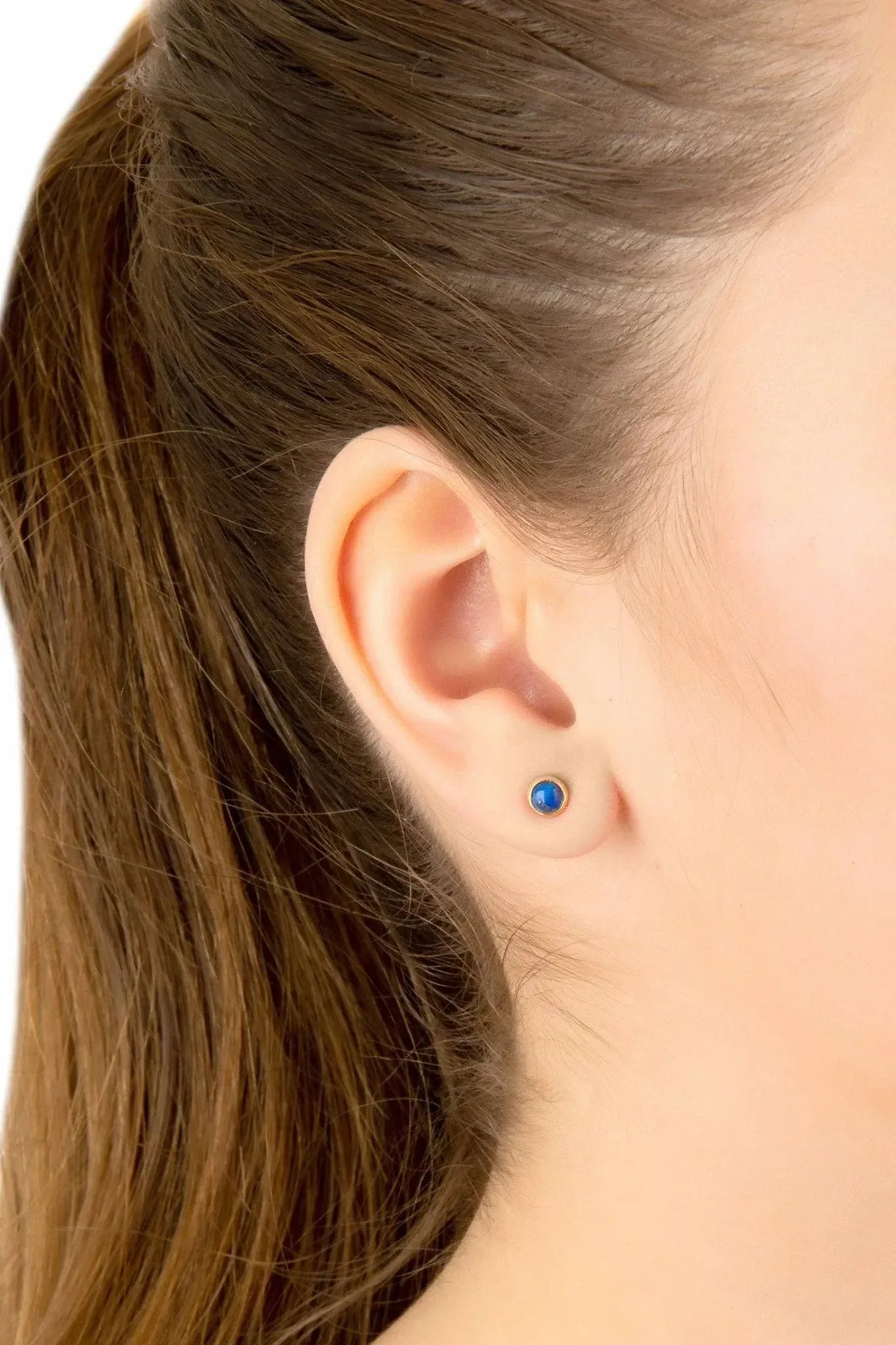 Petite Gemstone Earrings Gold Lapis Lazuli - LATELITA Earrings
