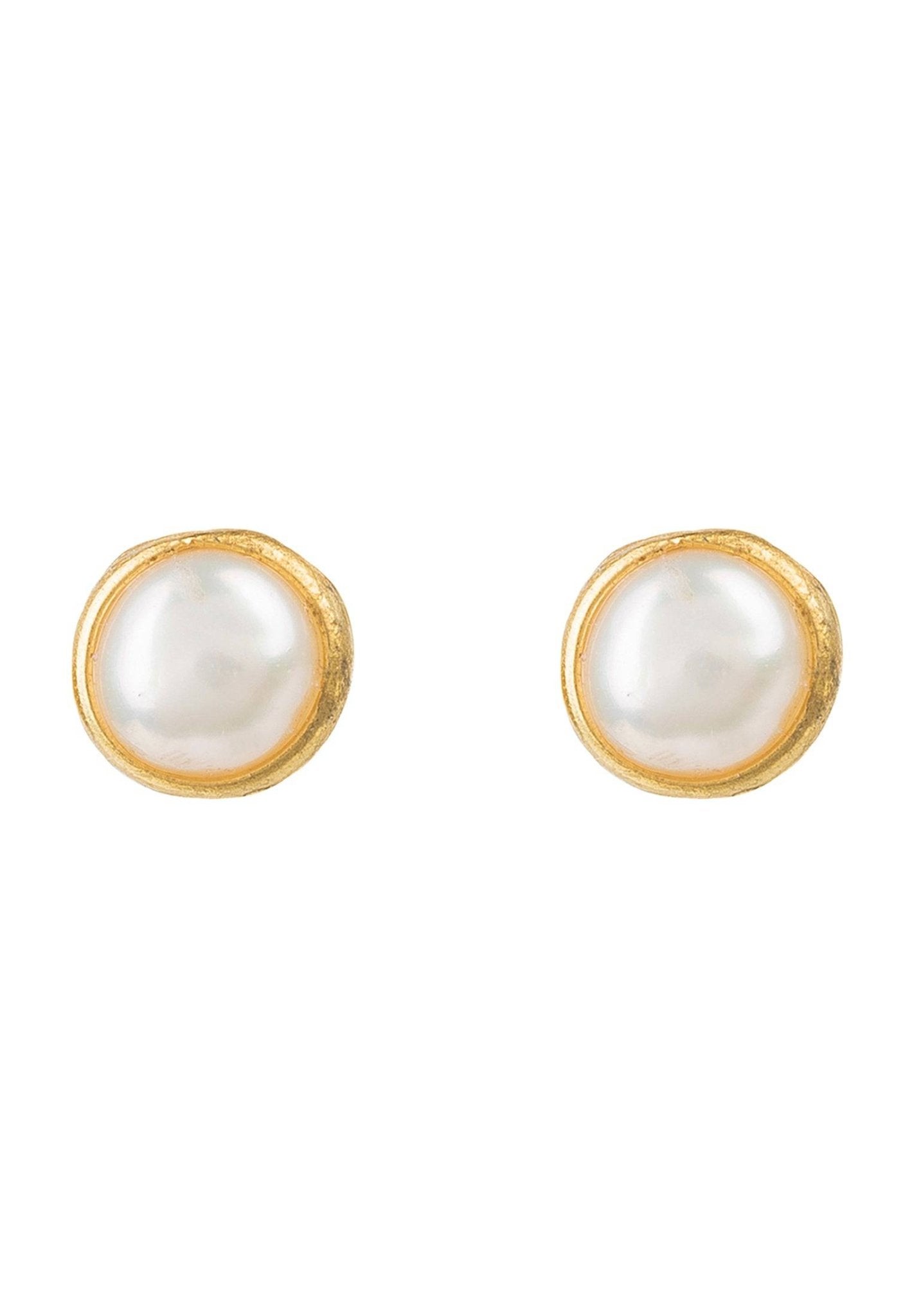 Petite Gemstone Earrings Gold White Pearl - LATELITA Earrings