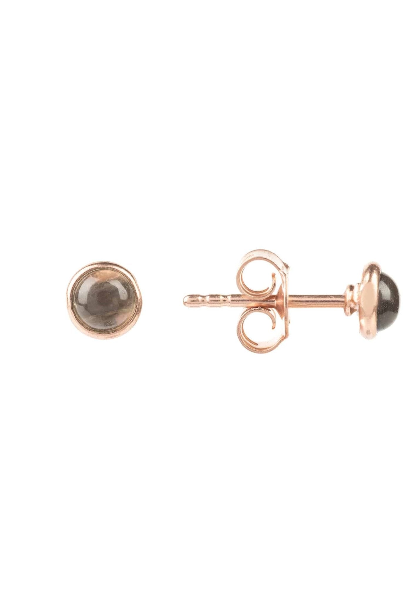 Petite Gemstone Earrings Rosegold Smokey Quartz - LATELITA Earrings
