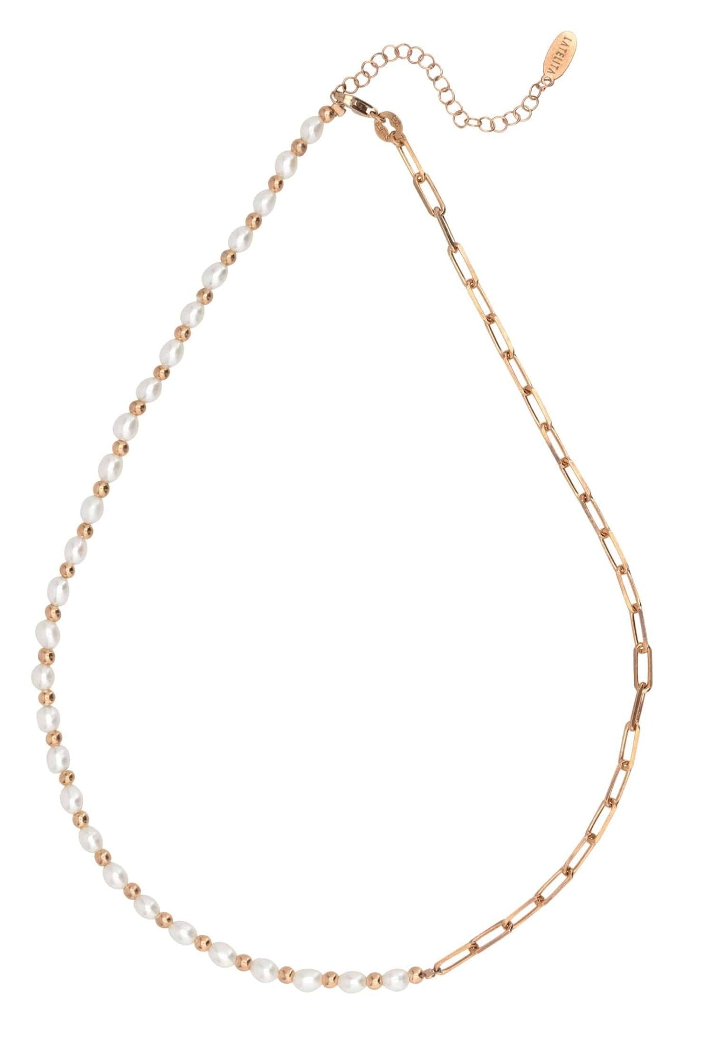 Petite Pearl Strand Necklace Rosegold - LATELITA Necklaces