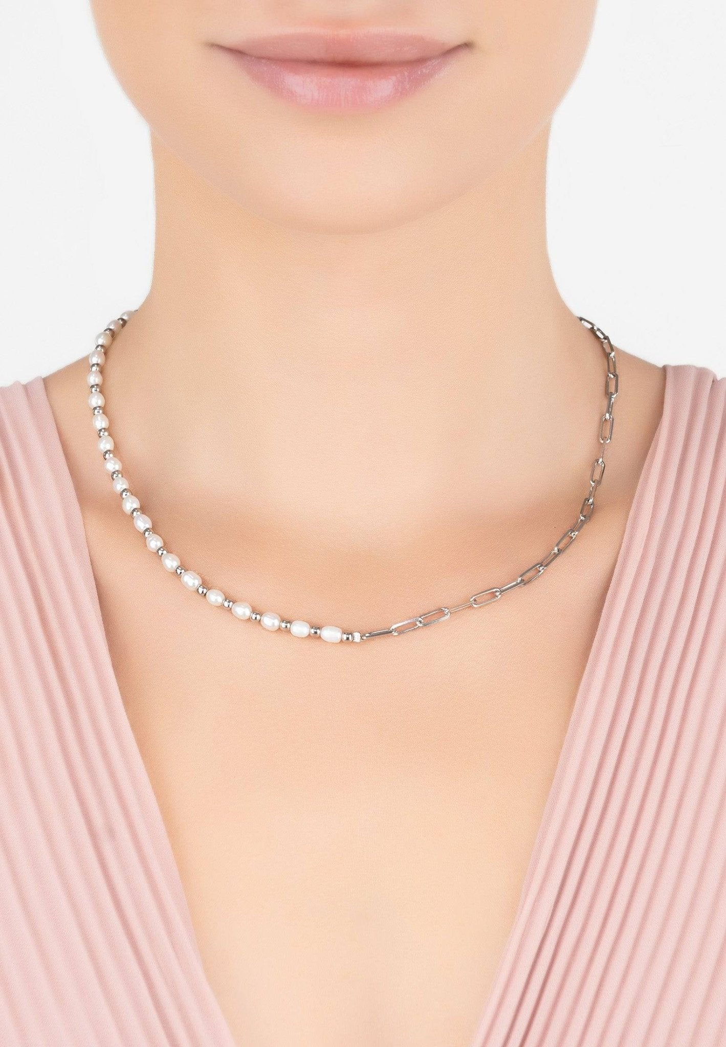Petite Pearl Strand Necklace Silver - LATELITA Necklaces