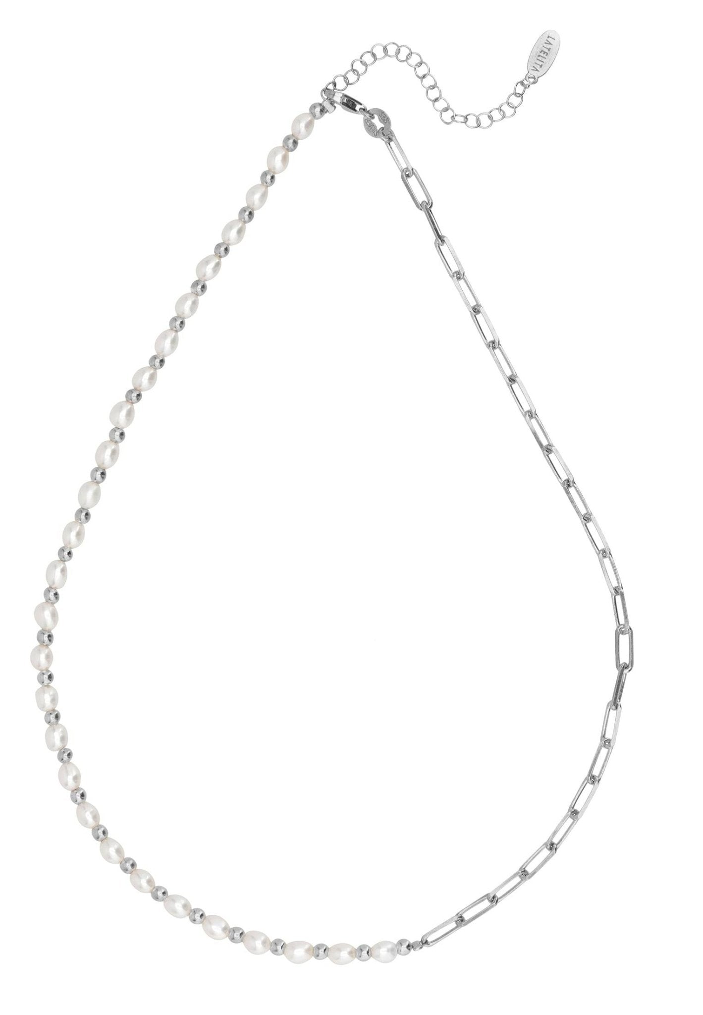 Petite Pearl Strand Necklace Silver - LATELITA Necklaces