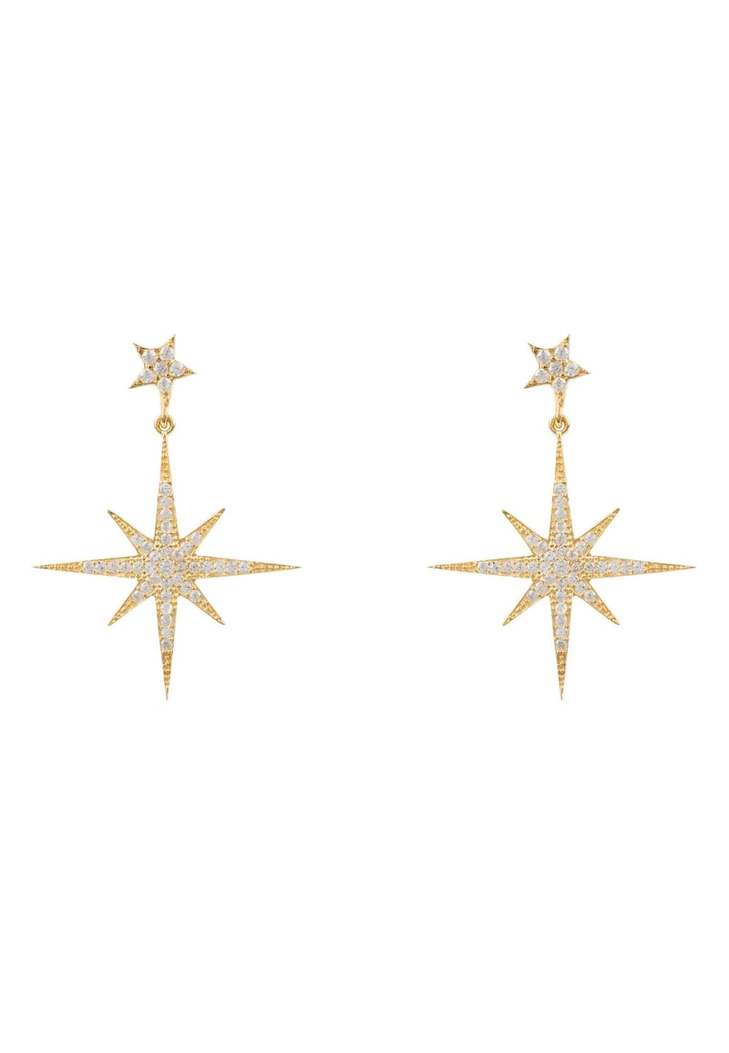 Petite Star Burst Drop Earrings Gold - LATELITA Earrings