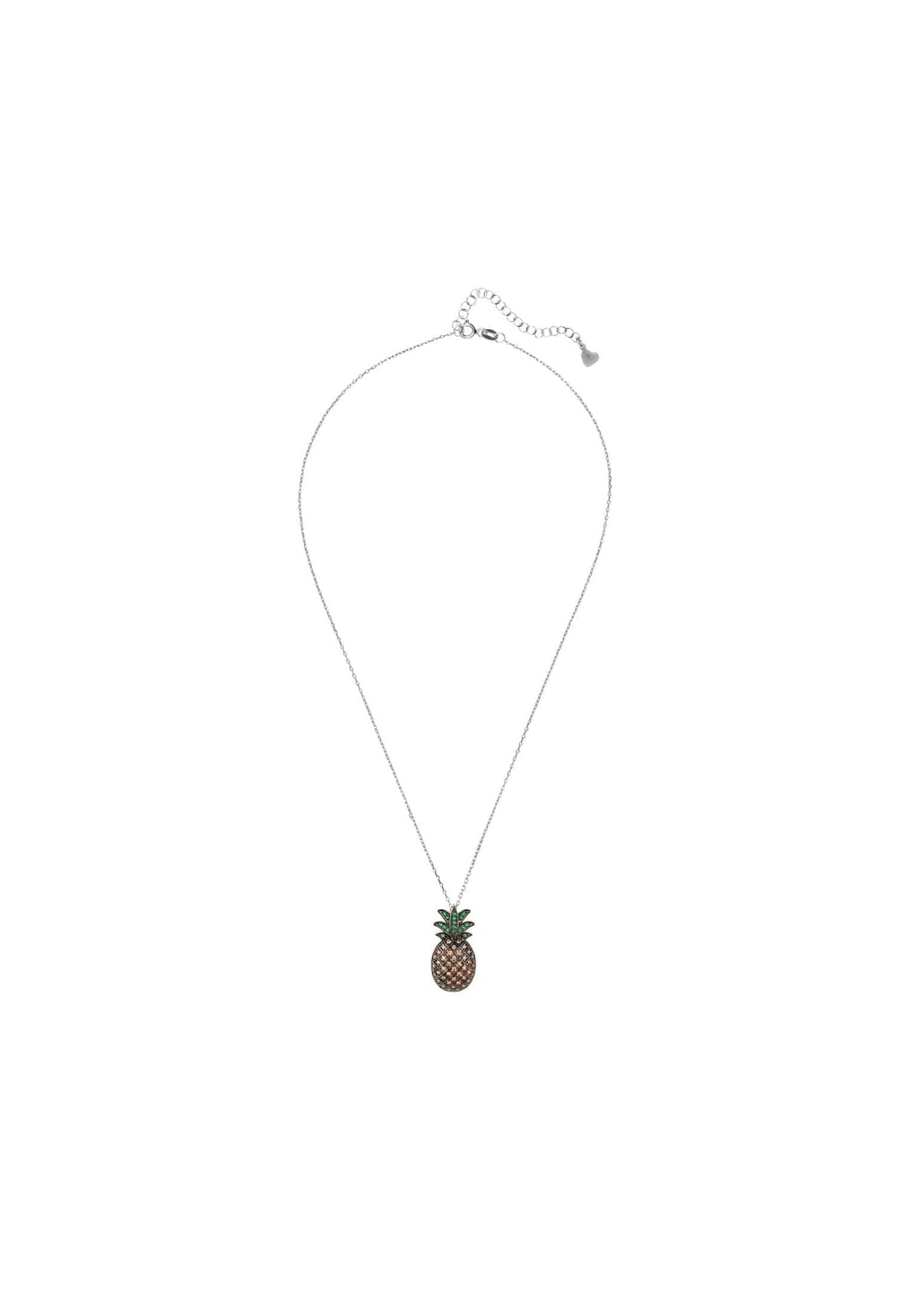 Pineapple Large Colourful Pendant Gemstone Necklace Silver - LATELITA Necklaces