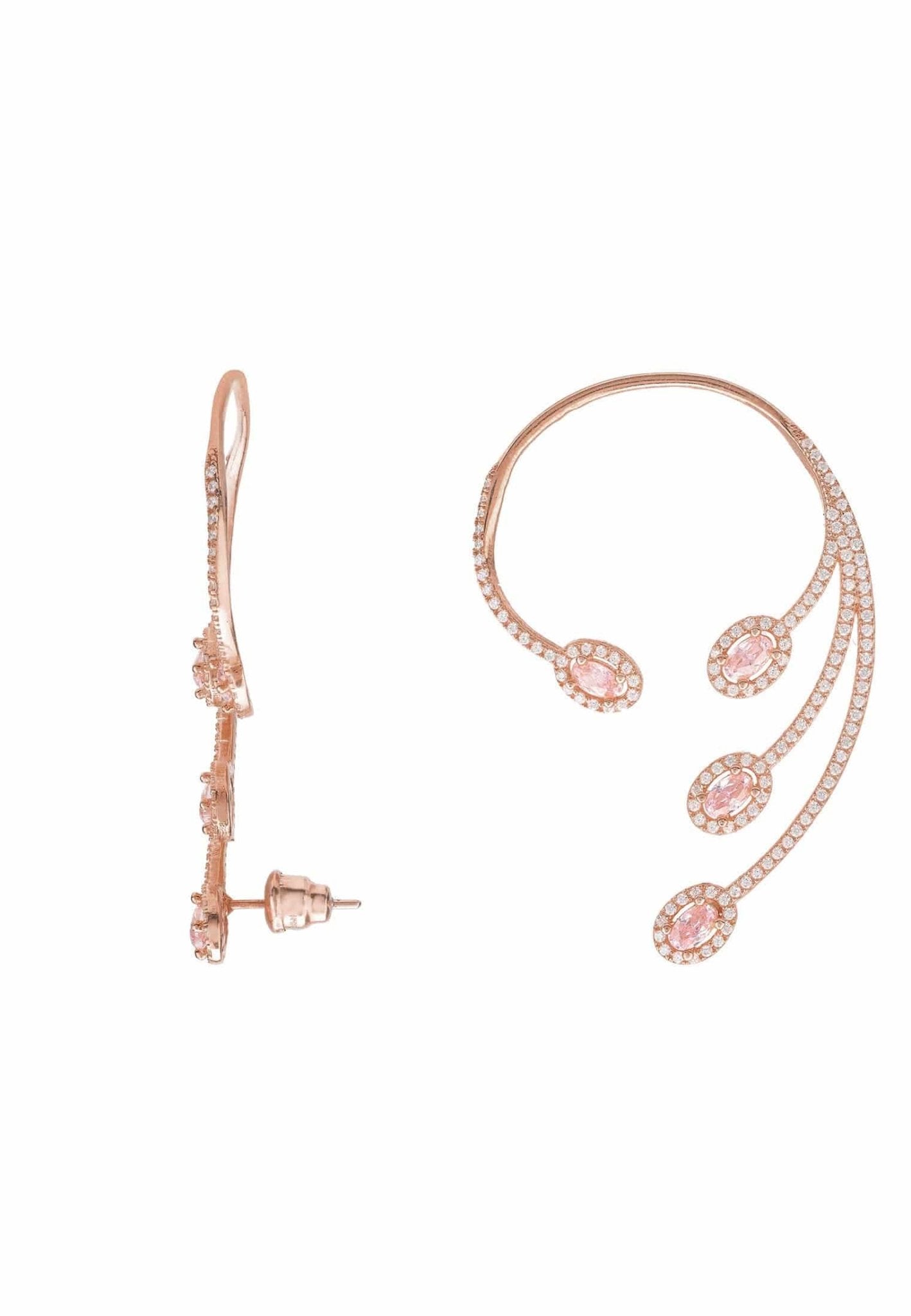 Pink Morganite Cz Statement Cuff Left Ear Rosegold - LATELITA Earrings