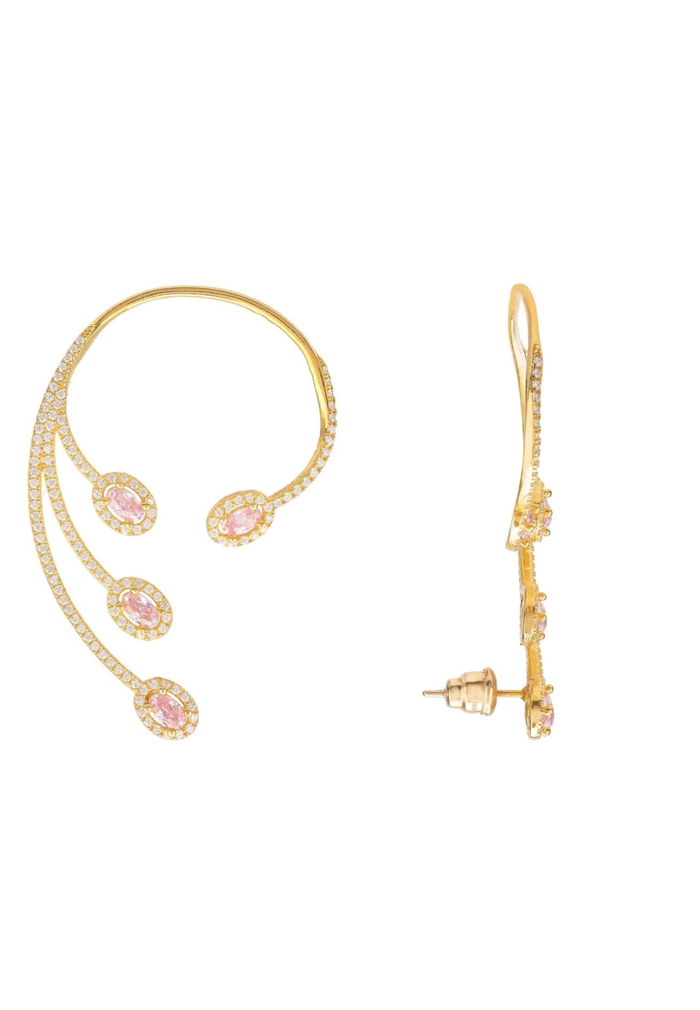 Pink Morganite Cz Statement Cuff Right Ear Gold - LATELITA Earrings