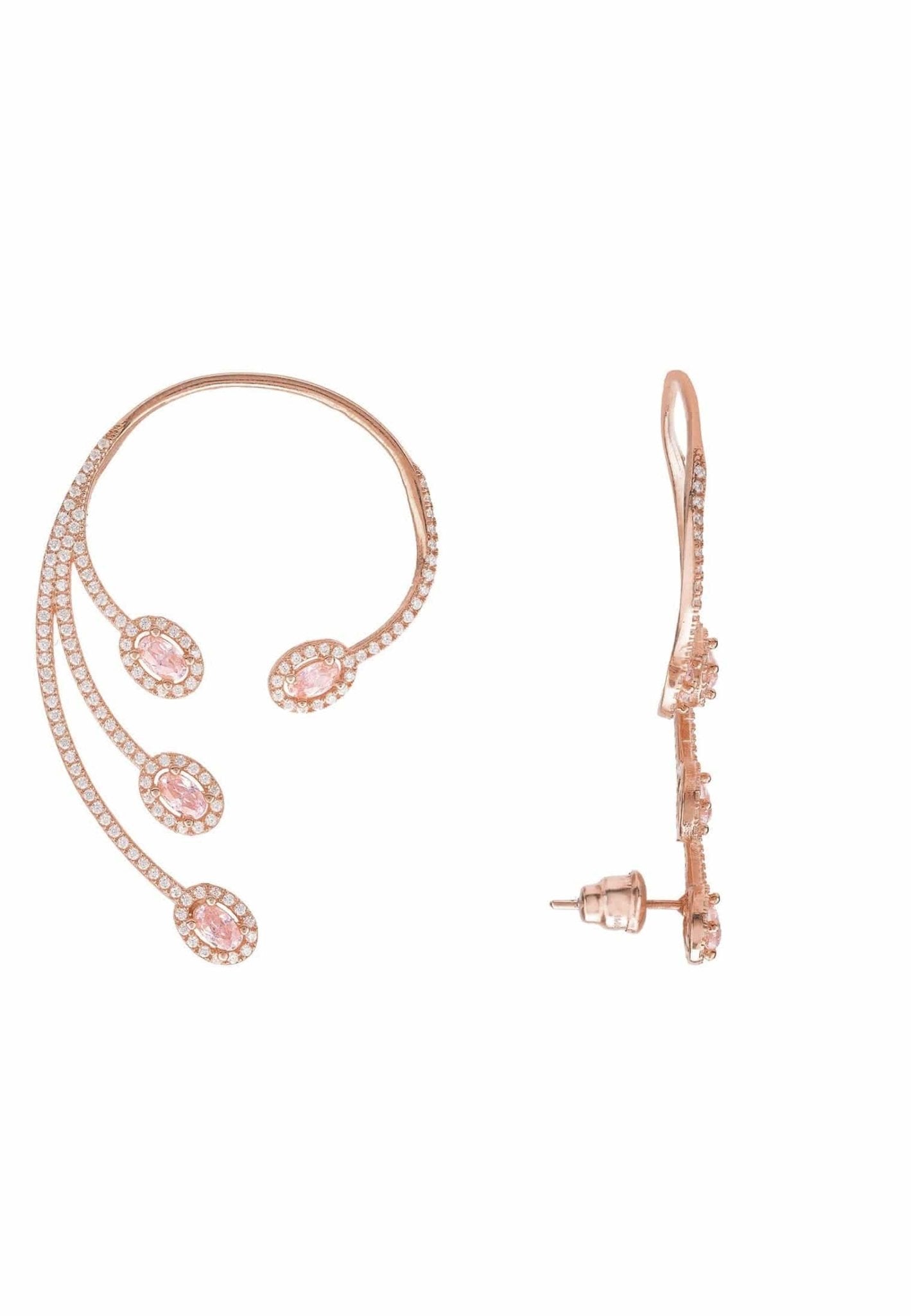 Pink Morganite Cz Statement Cuff Right Ear Rosegold - LATELITA Earrings
