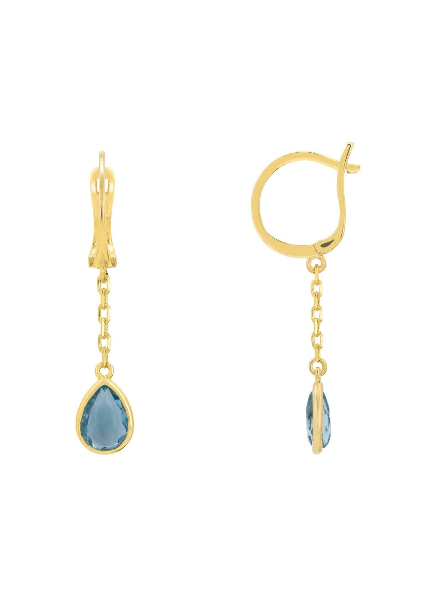 Pisa Chain Drop Earrings Gold Blue Topaz - LATELITA Earrings