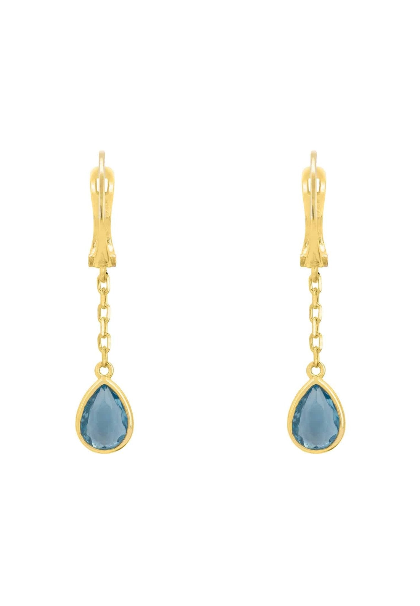 Pisa Chain Drop Earrings Gold Blue Topaz - LATELITA Earrings