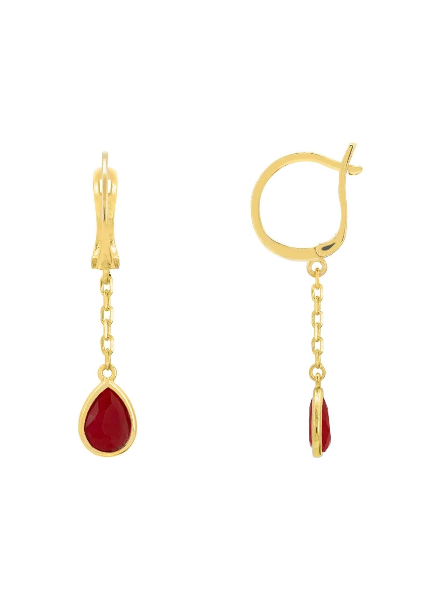 Pisa Chain Drop Earrings Gold Garnet - LATELITA Earrings