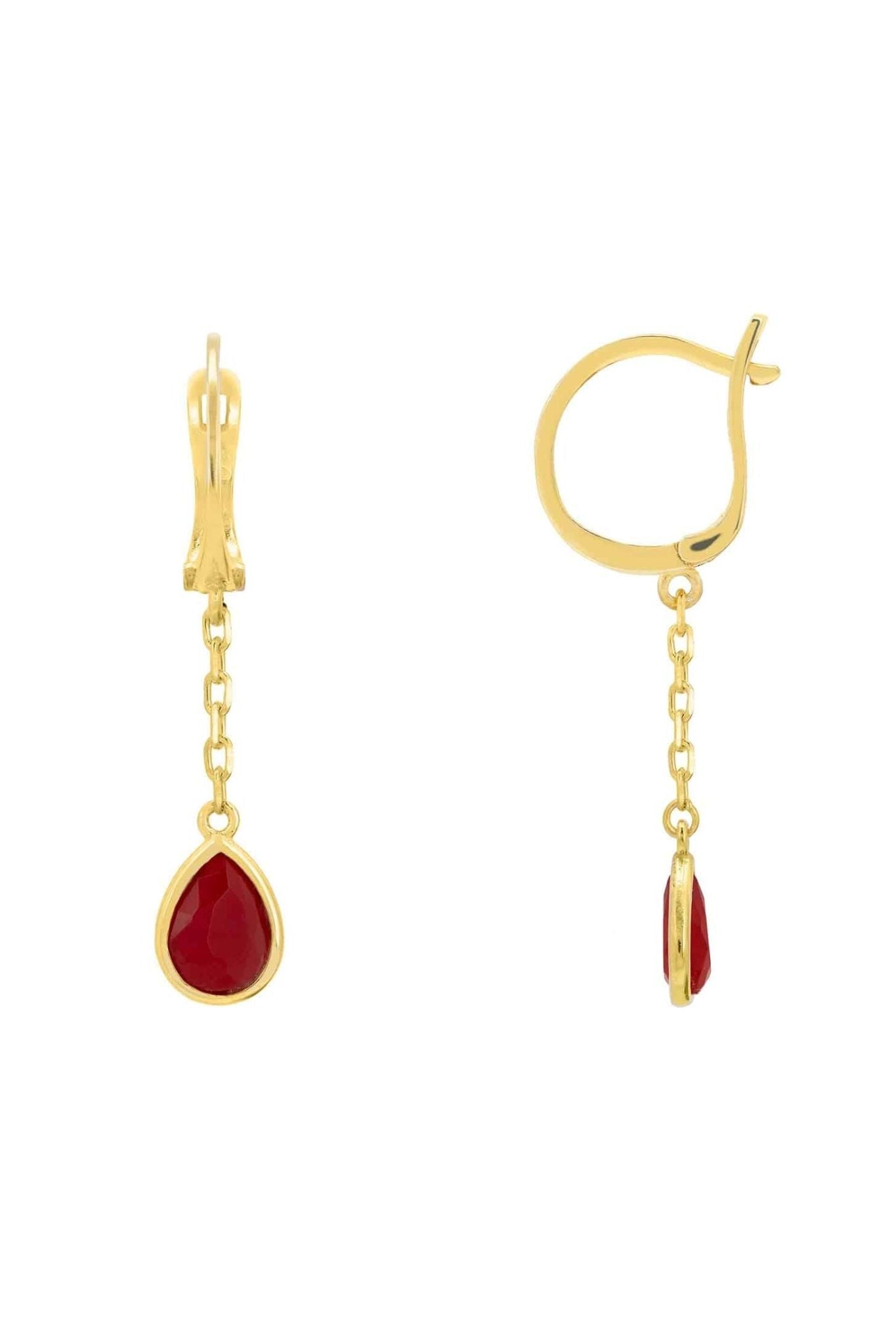 Pisa Chain Drop Earrings Gold Garnet - LATELITA Earrings