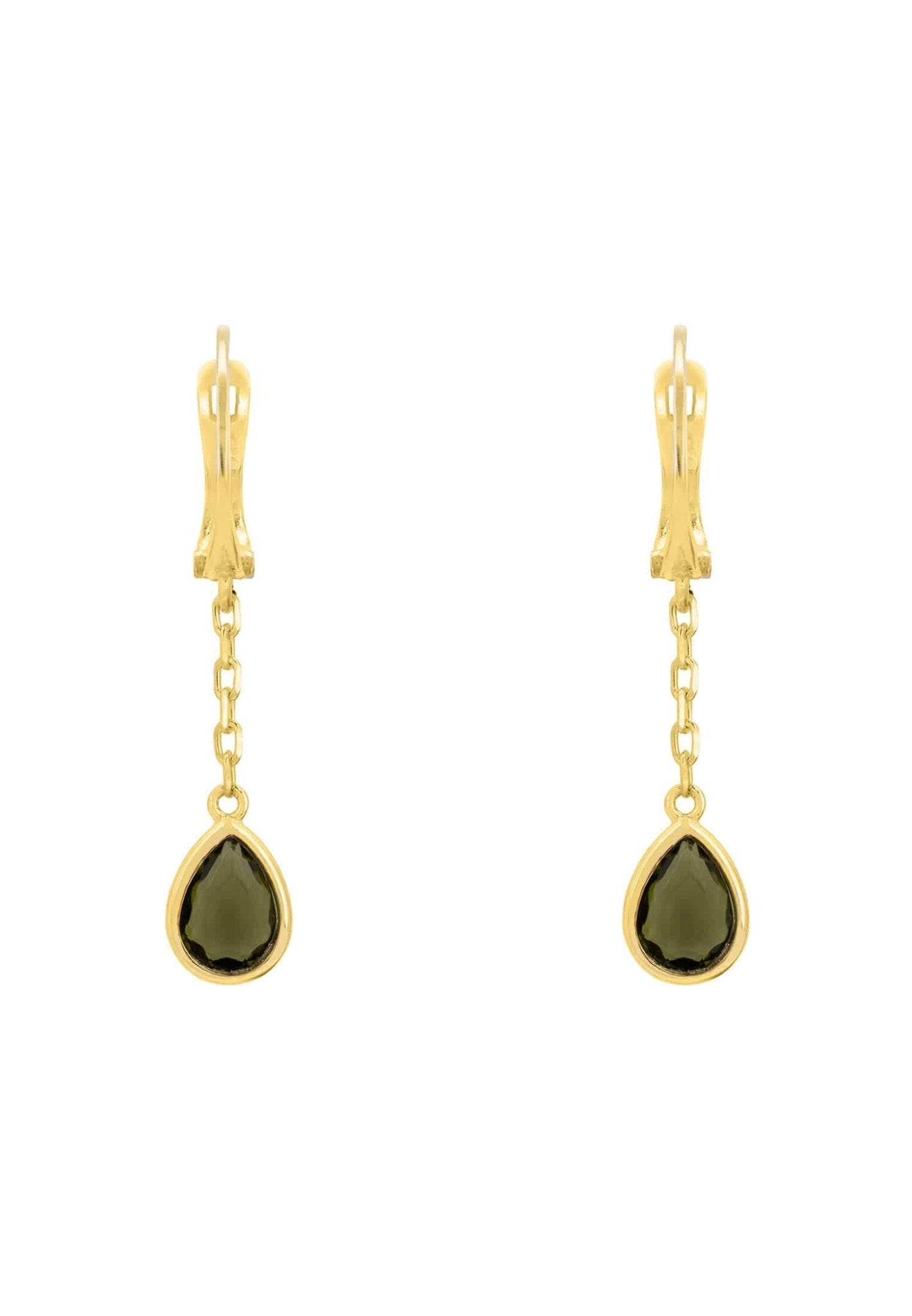 Pisa Chain Drop Earrings Gold Peridot - LATELITA Earrings