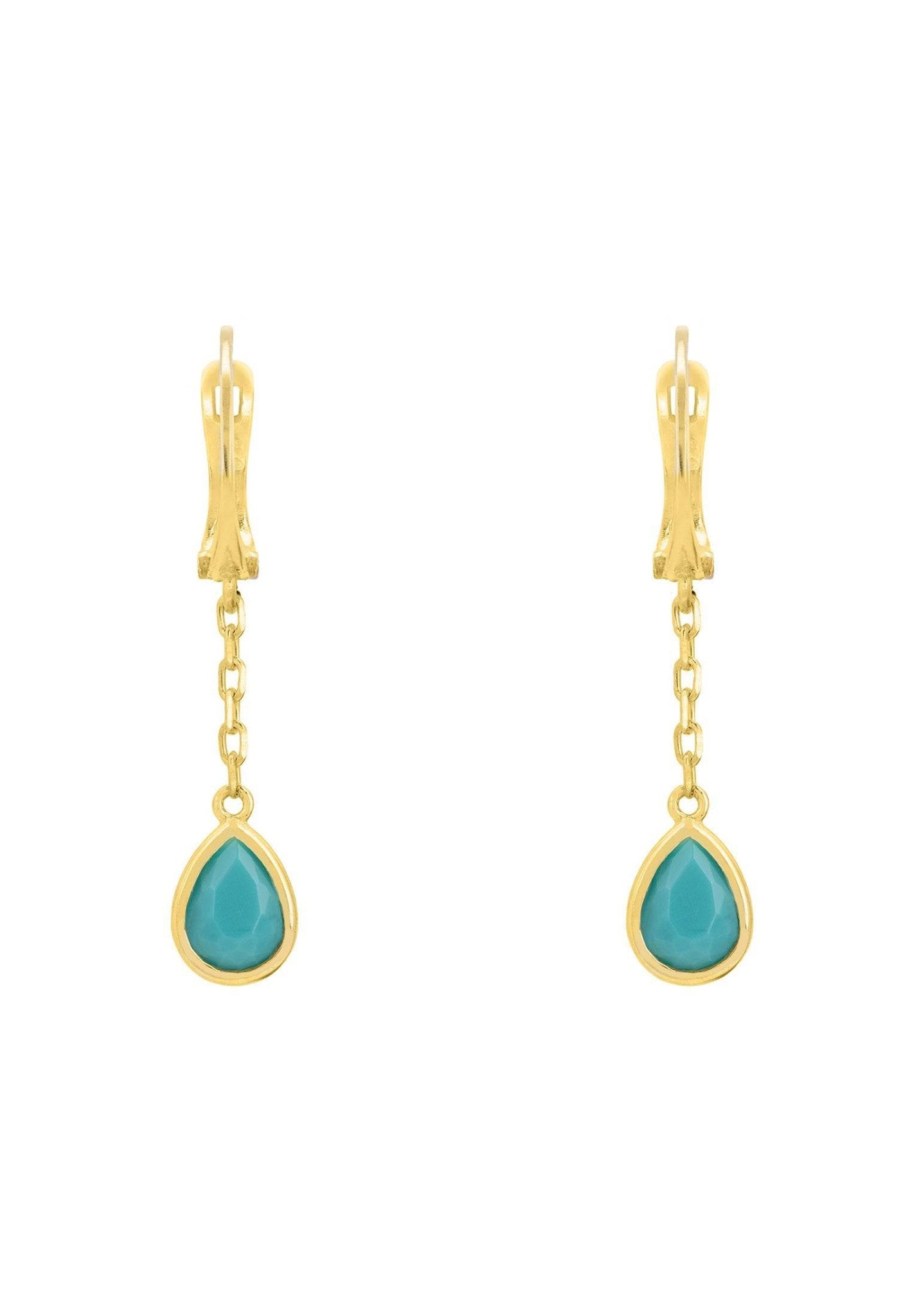 Pisa Chain Drop Earrings Gold Turquoise - LATELITA Earrings
