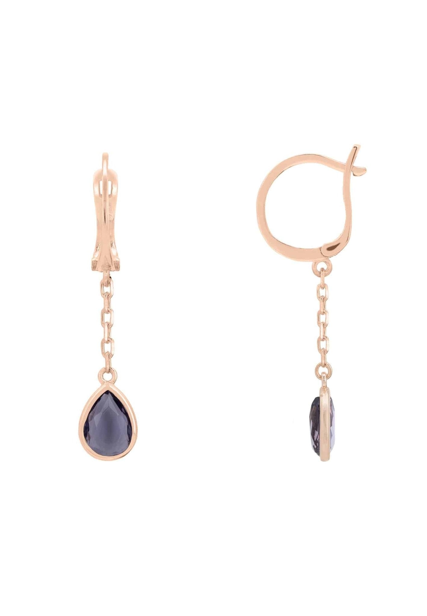 Pisa Chain Drop Earrings Rosegold Amethyst - LATELITA Earrings