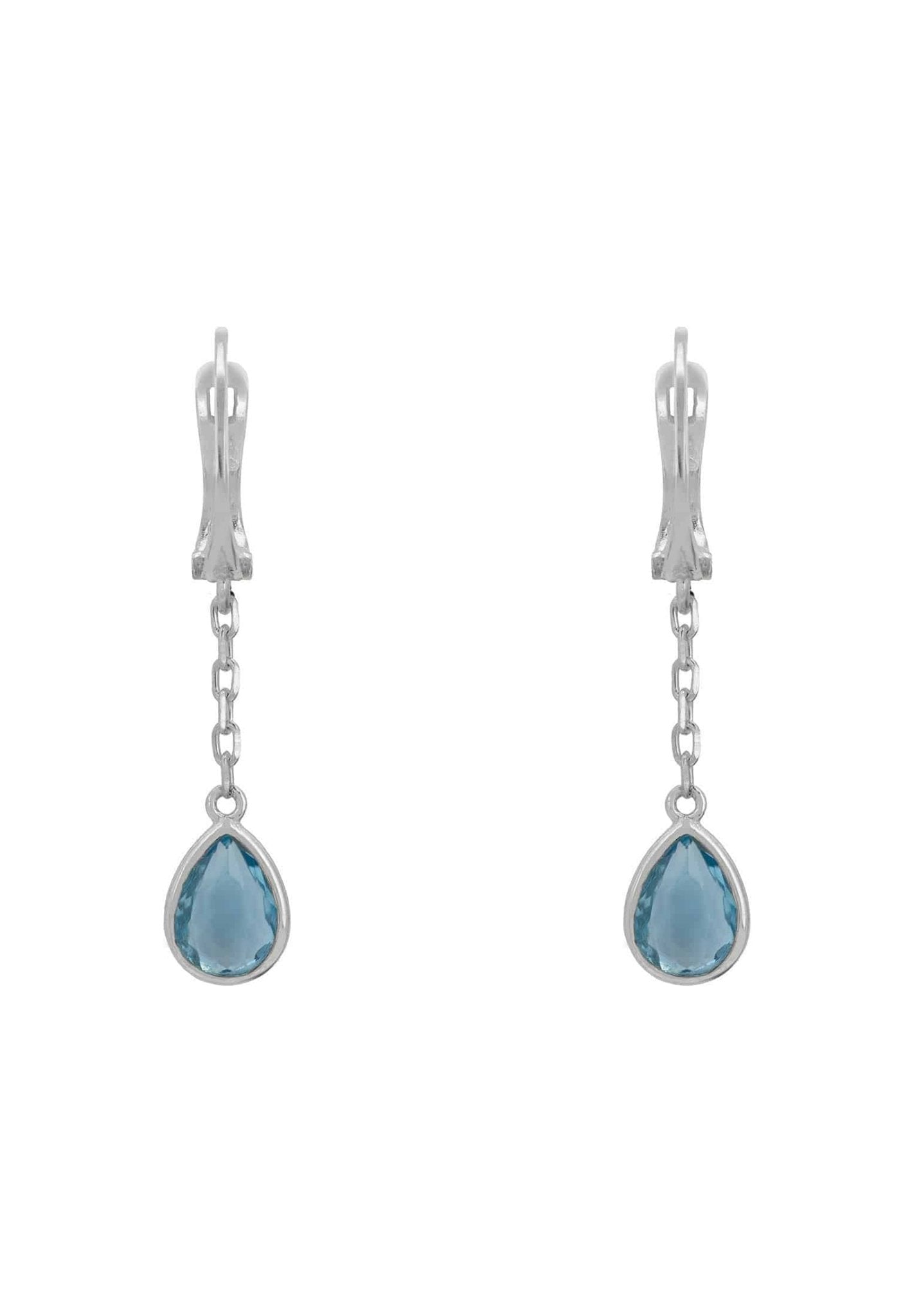 Pisa Chain Drop Earrings Silver Blue Topaz - LATELITA Earrings