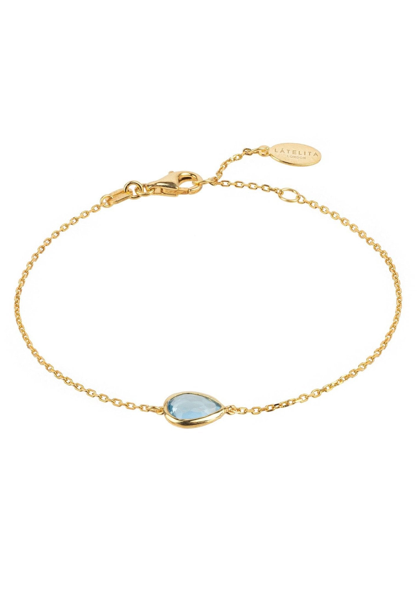Pisa Mini Teardrop Bracelet Gold Blue Topaz - LATELITA Bracelets