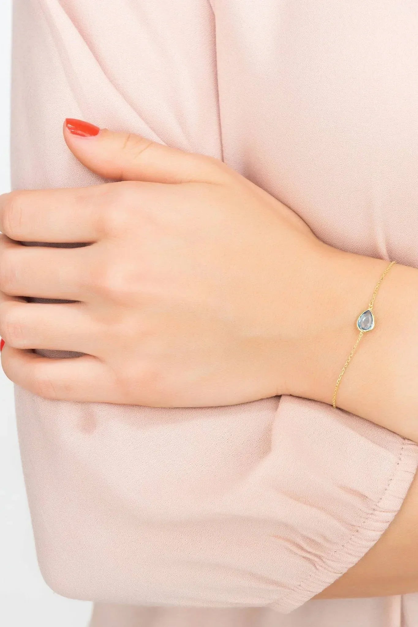 Pisa Mini Teardrop Bracelet Gold Blue Topaz - LATELITA Bracelets