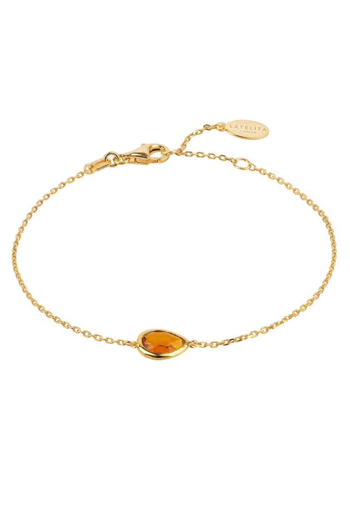 Pisa Mini Teardrop Bracelet Gold Citrine - LATELITA Bracelets