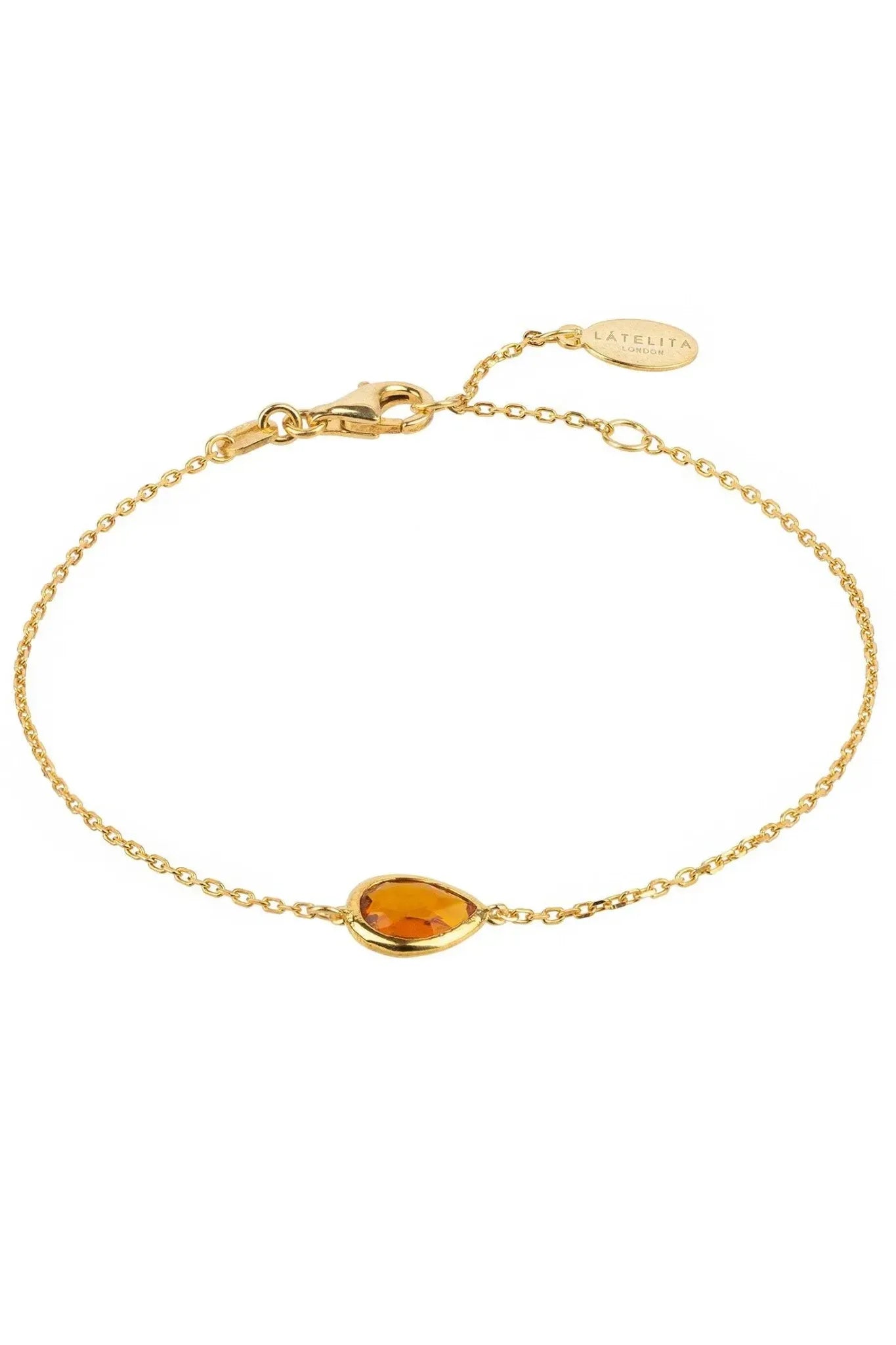 Pisa Mini Teardrop Bracelet Gold Citrine - LATELITA Bracelets