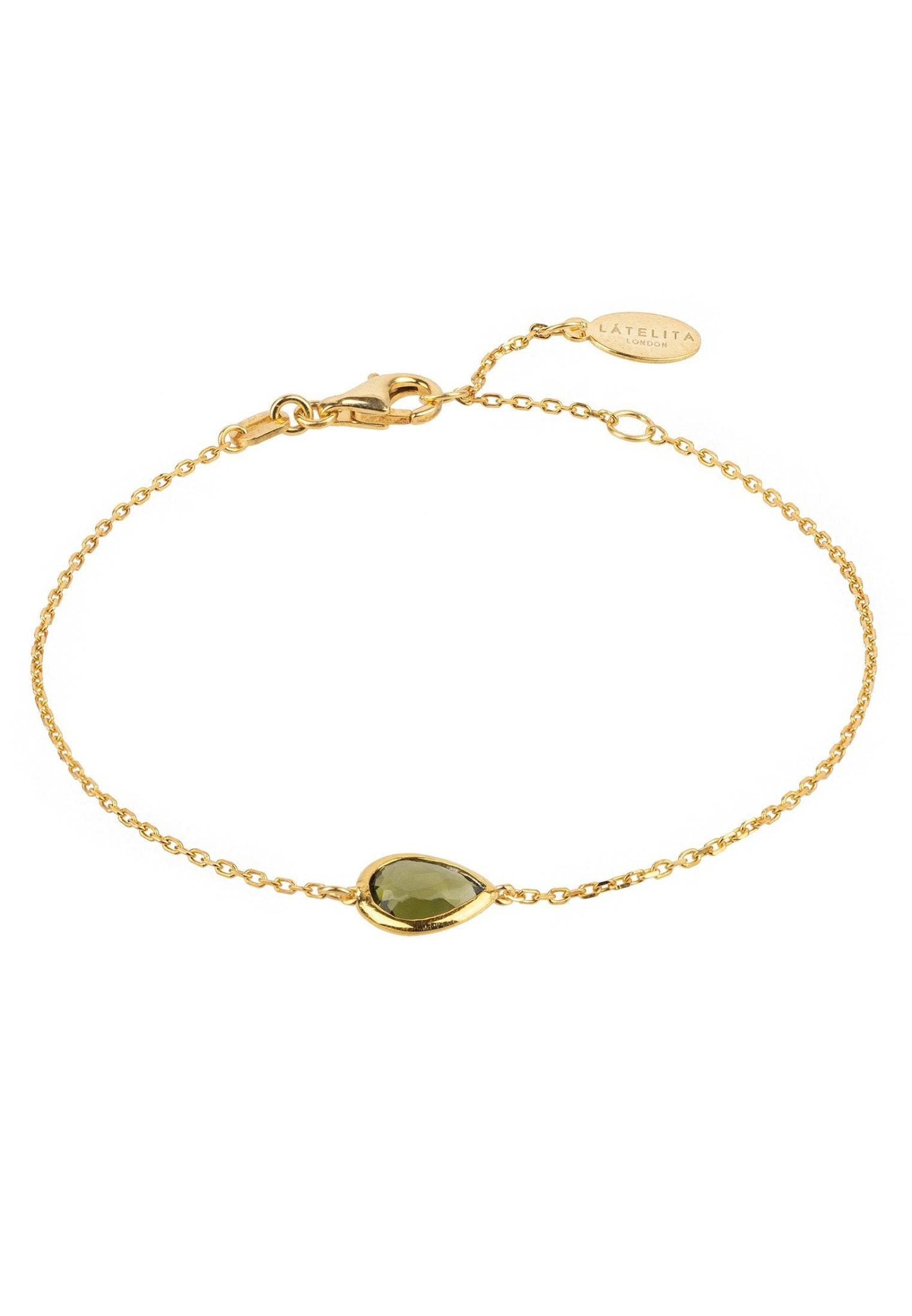 Pisa Mini Teardrop Bracelet Gold Peridot - LATELITA Bracelets