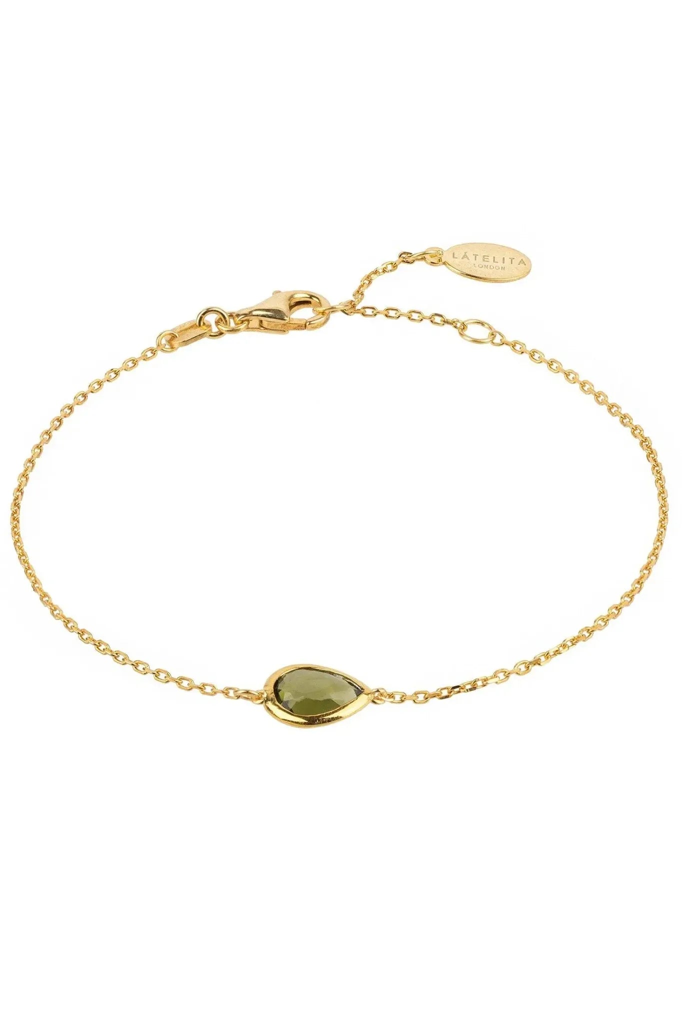 Pisa Mini Teardrop Bracelet Gold Peridot - LATELITA Bracelets