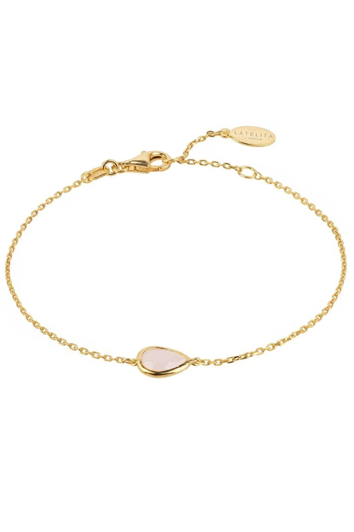 Pisa Mini Teardrop Bracelet Gold Rose Quartz - LATELITA Bracelets