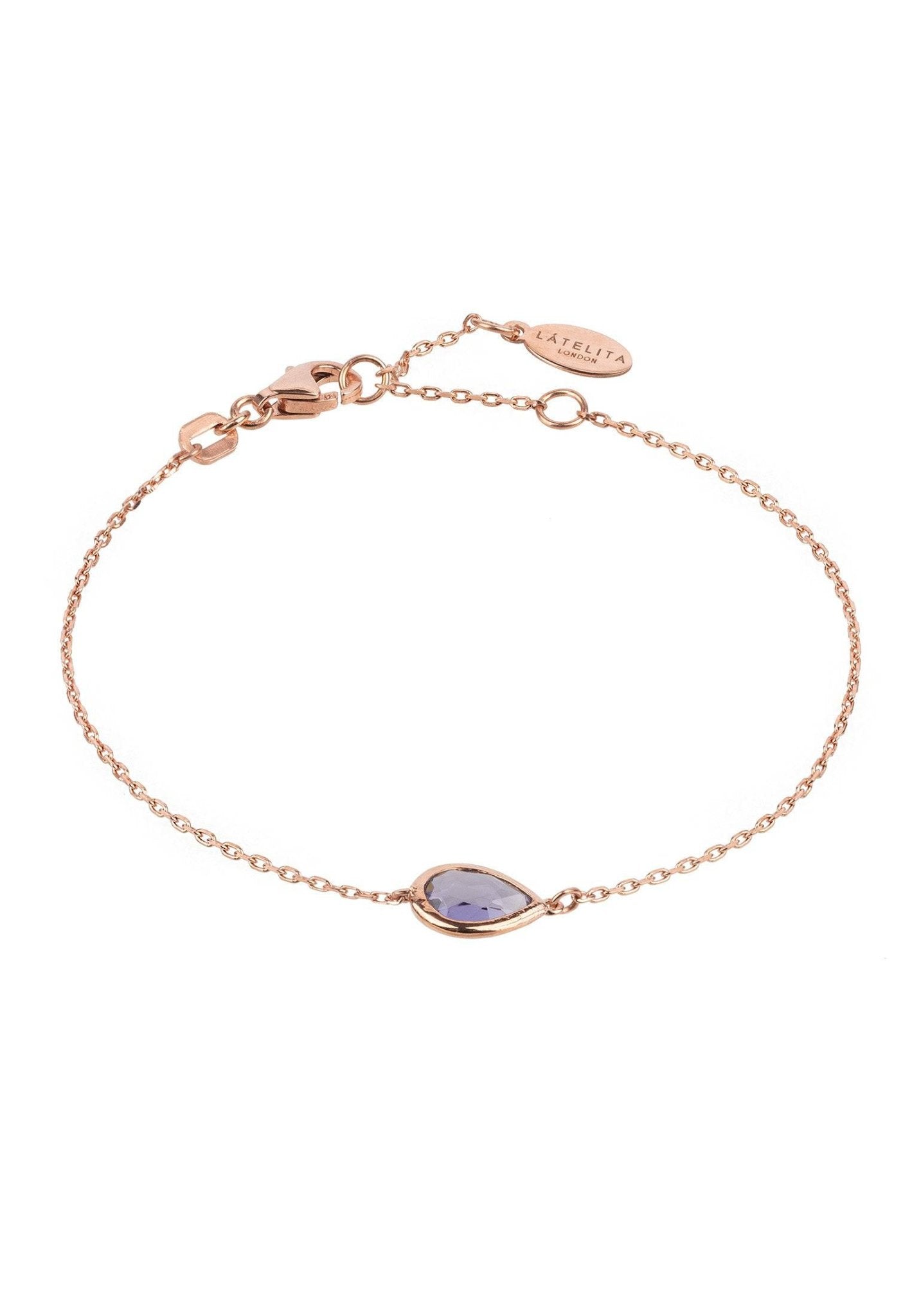 Pisa Mini Teardrop Bracelet Rosegold Amethyst - LATELITA Bracelets