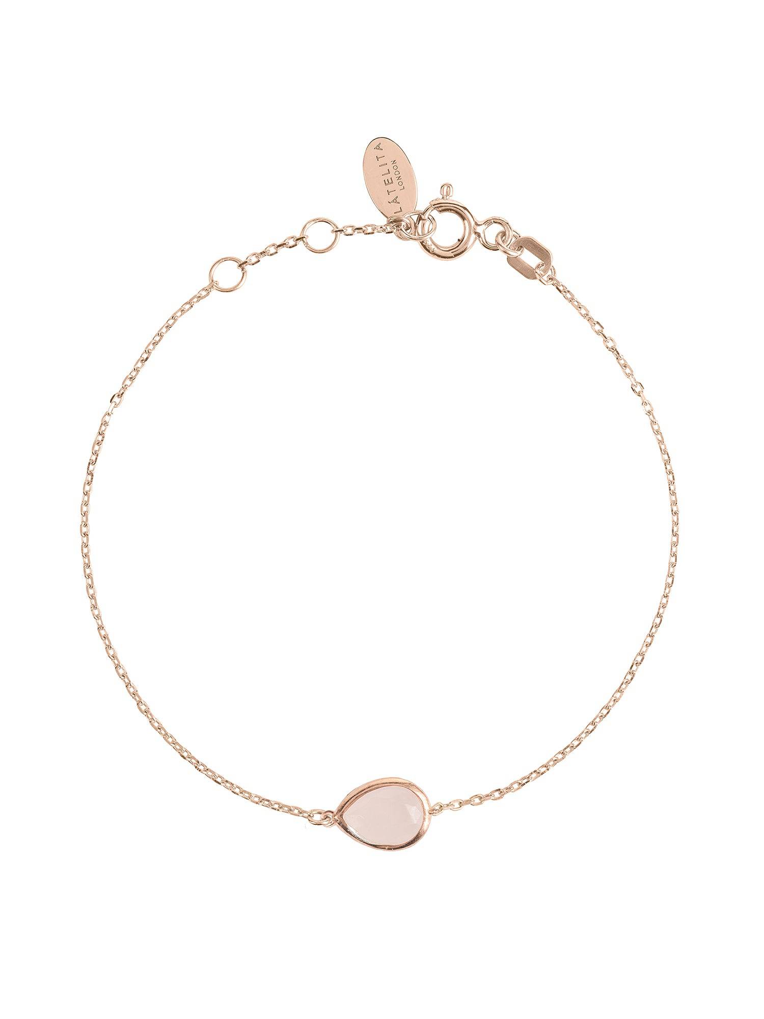 Pisa Mini Teardrop Bracelet Rosegold Rose Quartz - LATELITA Bracelets