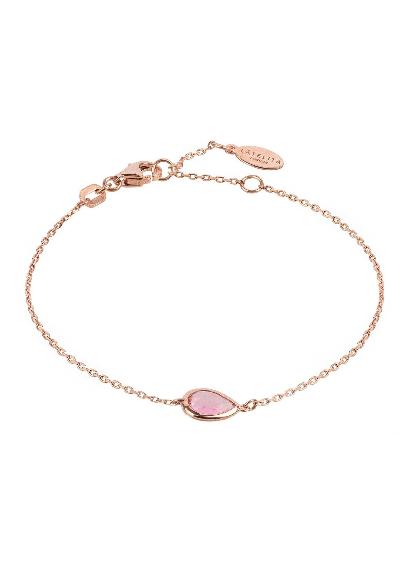 Pisa Mini Teardrop Bracelet Rosegold Rose Quartz - LATELITA Bracelets