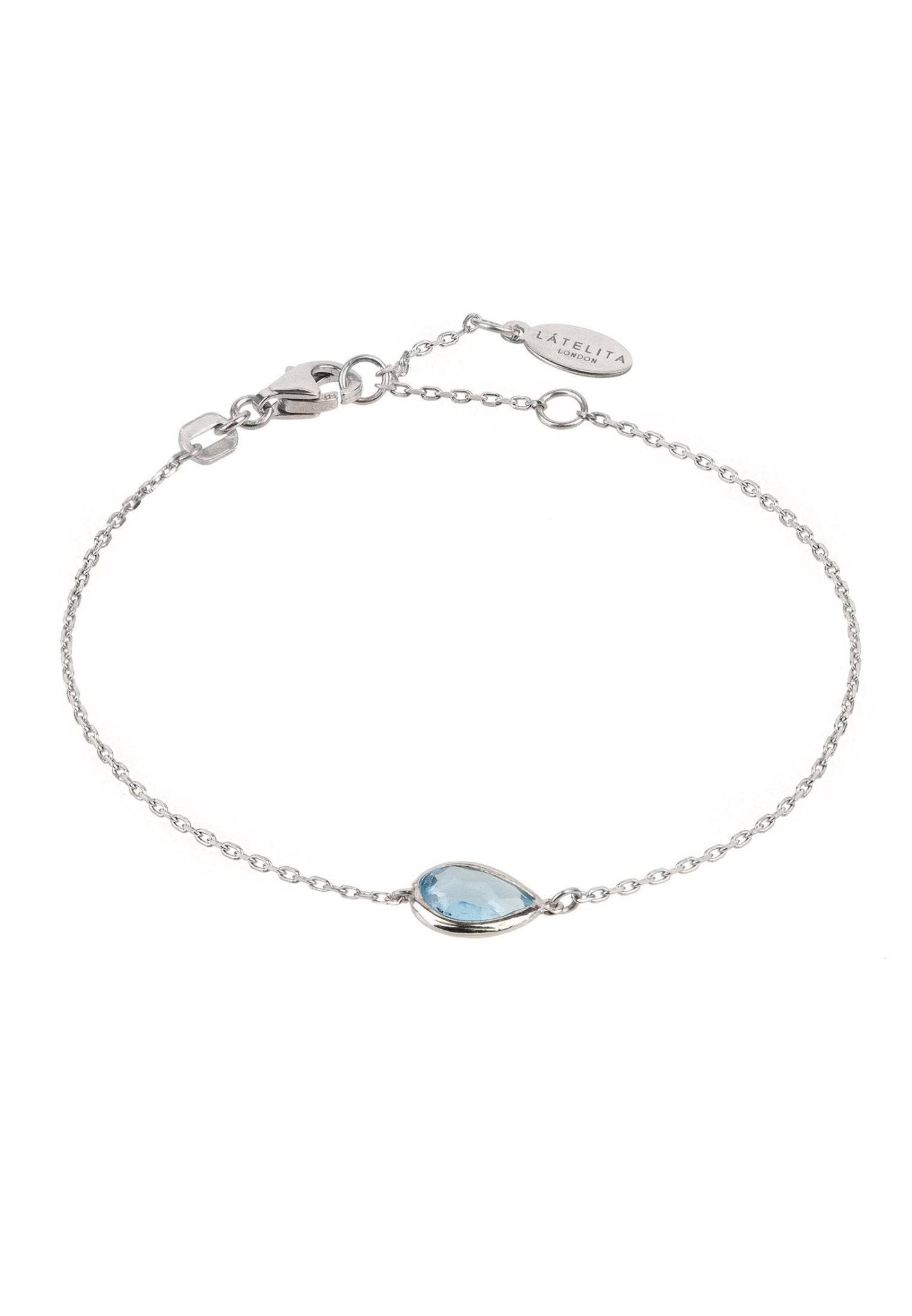 Pisa Mini Teardrop Bracelet Silver Blue Topaz - LATELITA Bracelets