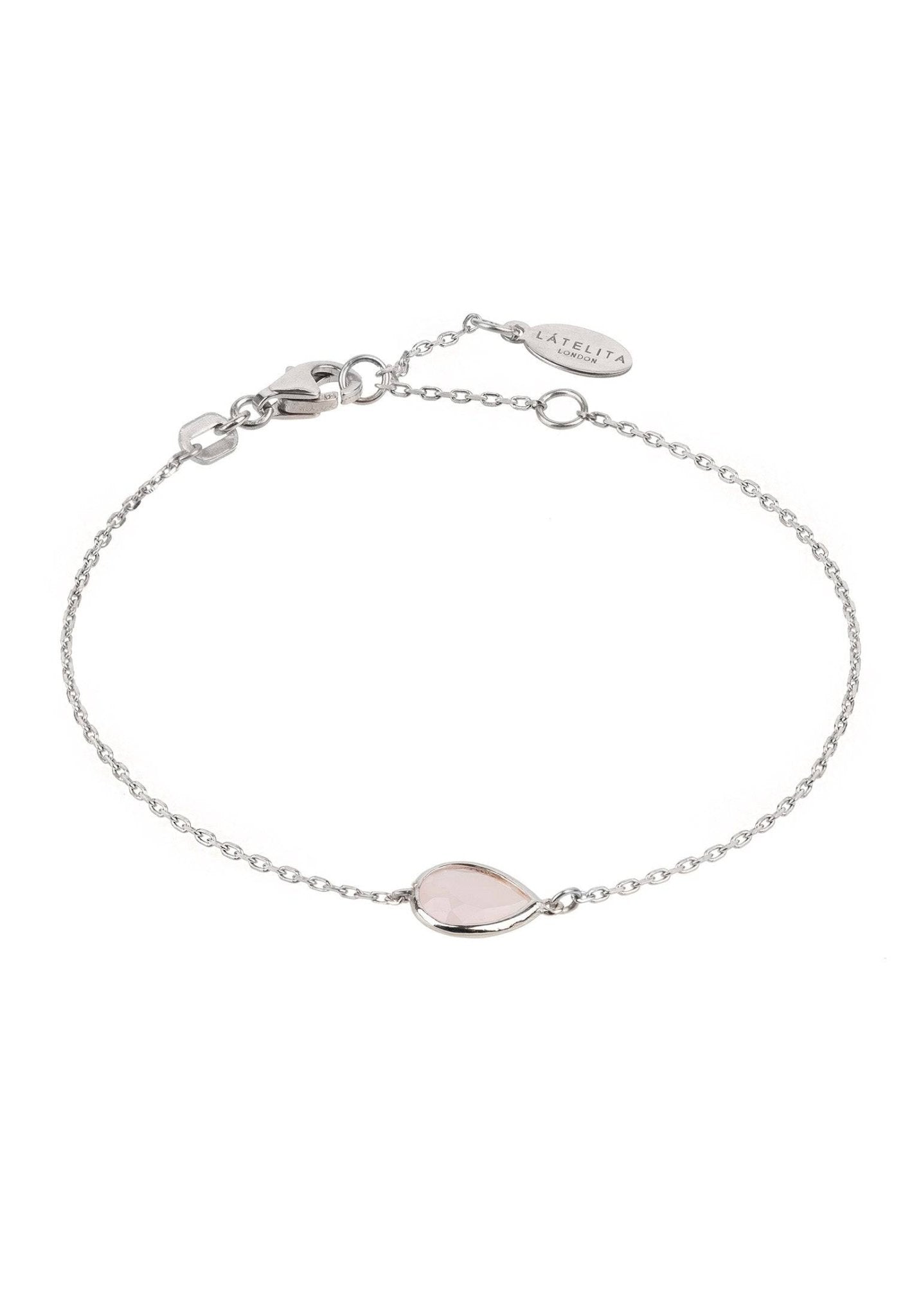 Pisa Mini Teardrop Bracelet Silver Rose Quartz - LATELITA Bracelets